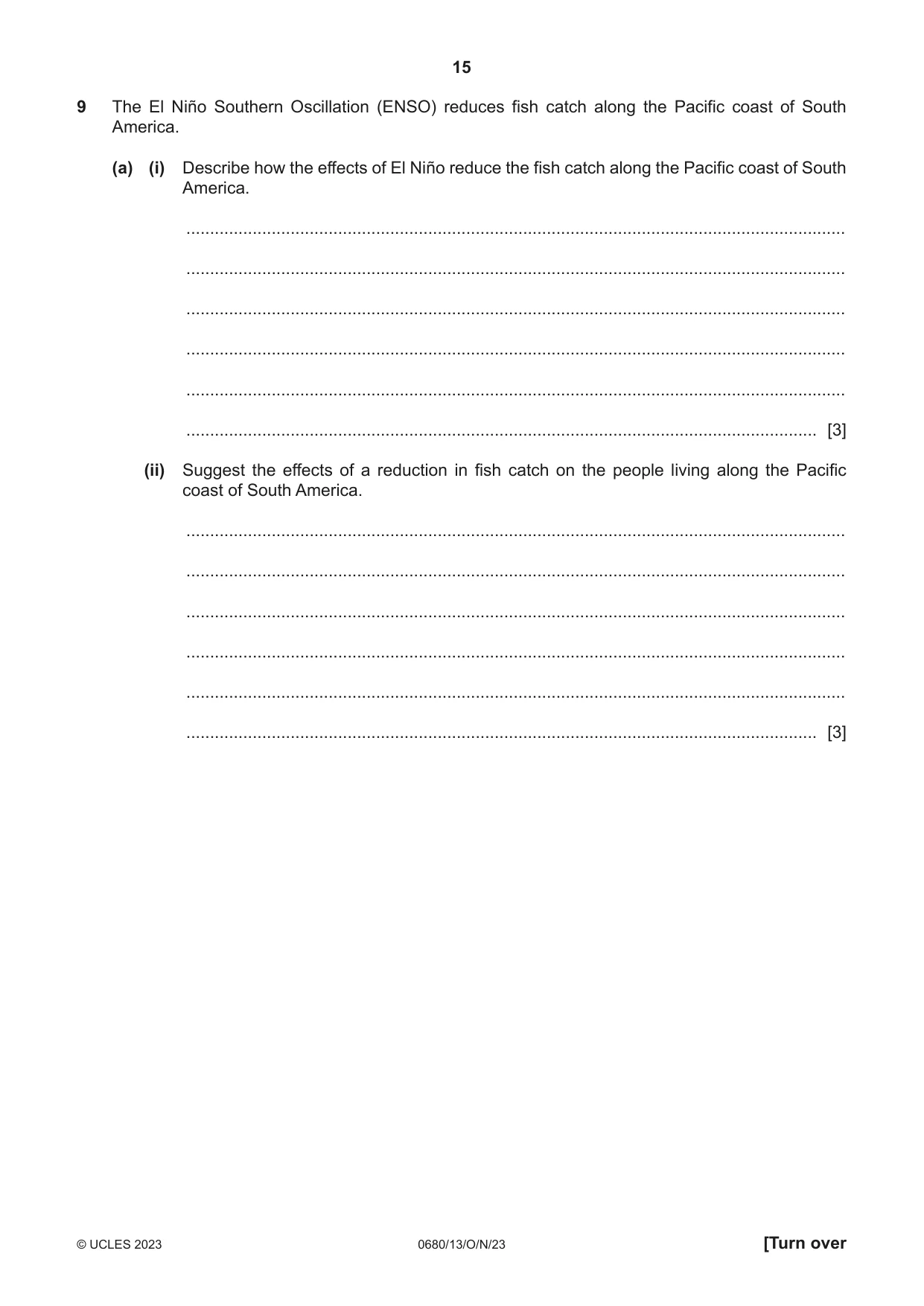 Cambridge IGCSE Environmental Management 0680 2023 Oct/Nov Paper 1 · Variant 3 question paper, page 15 of 20