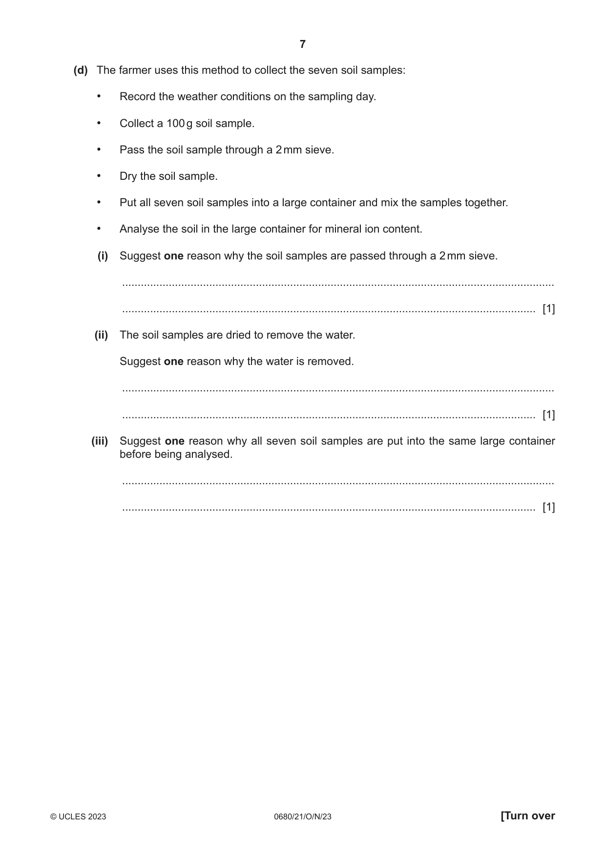 Cambridge IGCSE Environmental Management 0680 2023 Oct/Nov Paper 2 · Variant 1 question paper, page 7 of 24