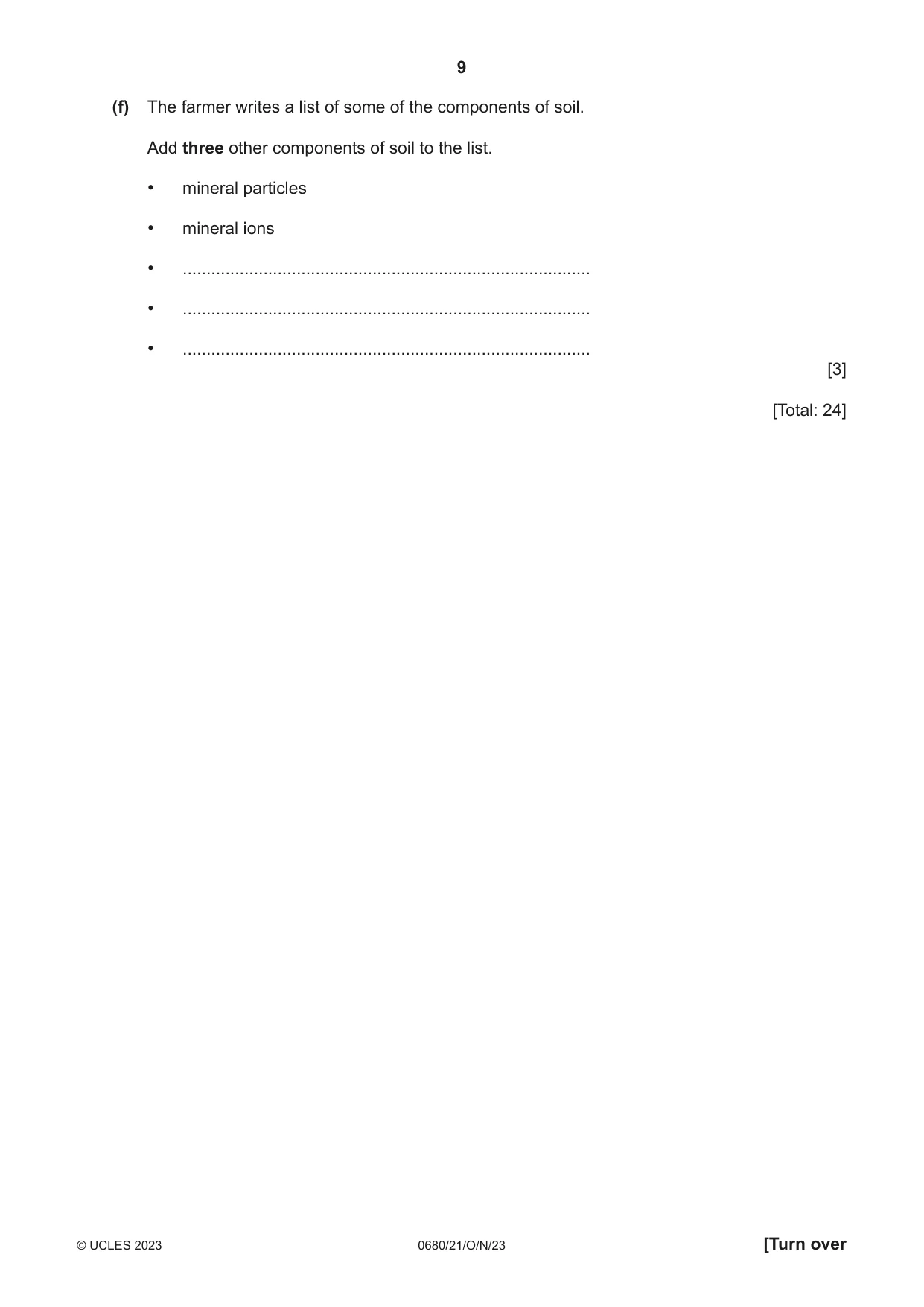 Cambridge IGCSE Environmental Management 0680 2023 Oct/Nov Paper 2 · Variant 1 question paper, page 9 of 24