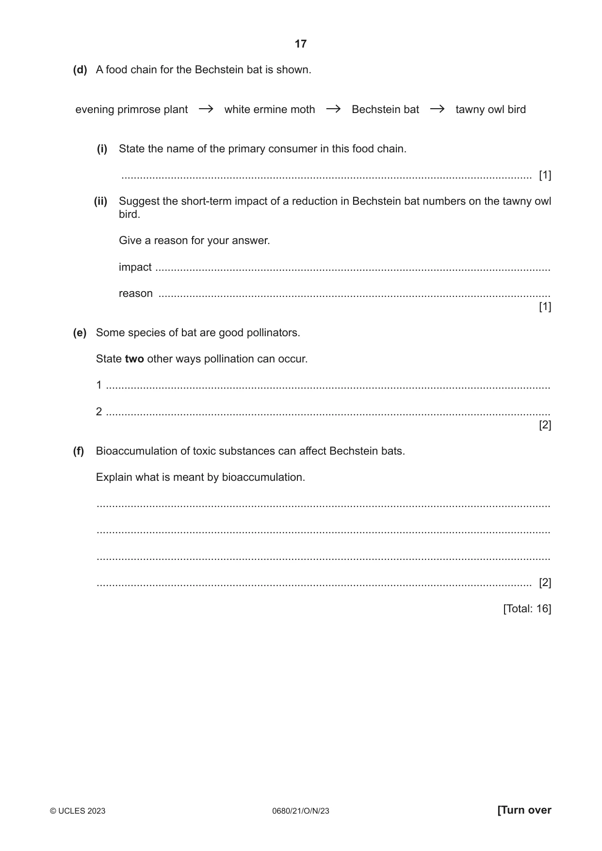 Cambridge IGCSE Environmental Management 0680 2023 Oct/Nov Paper 2 · Variant 1 question paper, page 17 of 24
