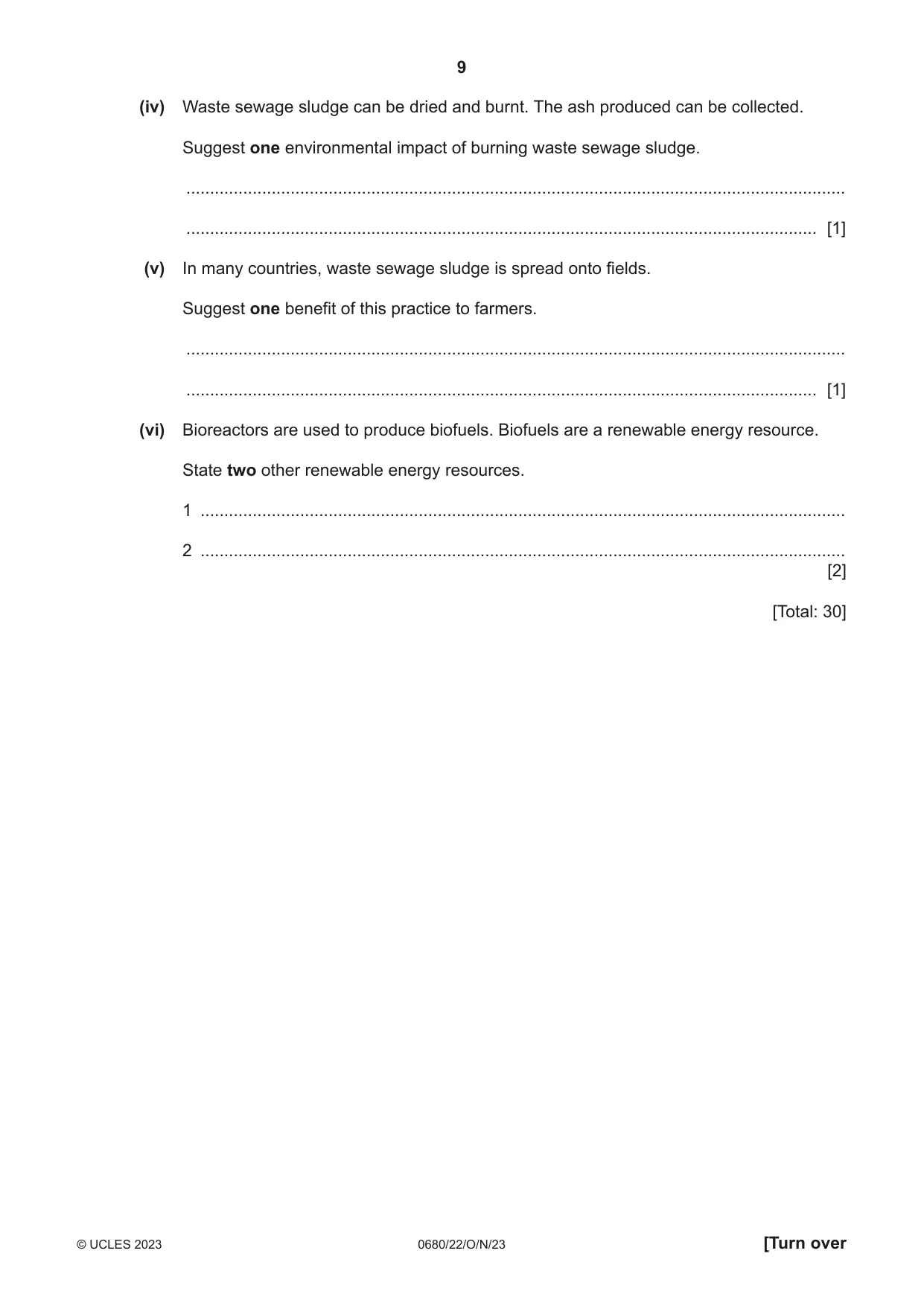 Cambridge IGCSE Environmental Management 0680 2023 Oct/Nov Paper 2 · Variant 2 question paper, page 9 of 20