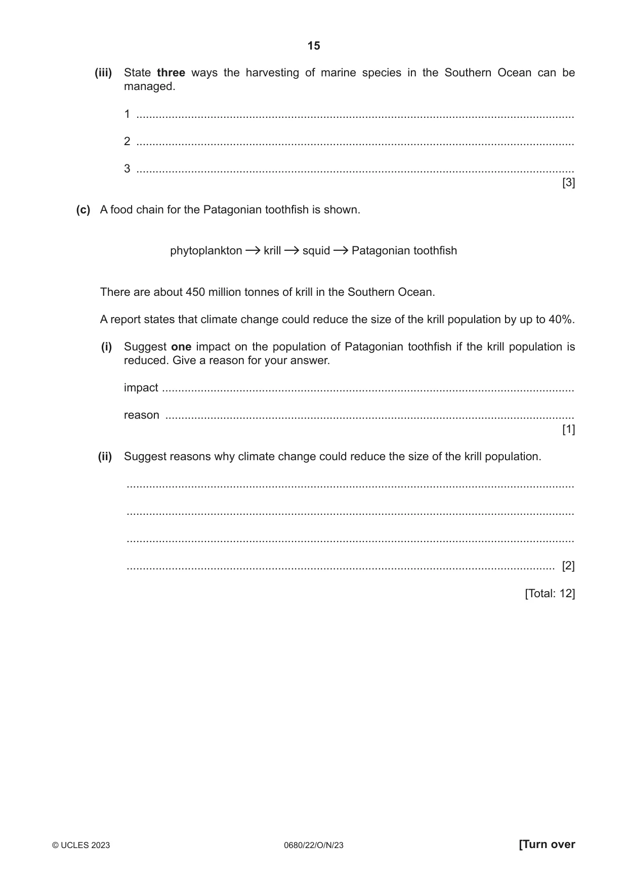 Cambridge IGCSE Environmental Management 0680 2023 Oct/Nov Paper 2 · Variant 2 question paper, page 15 of 20