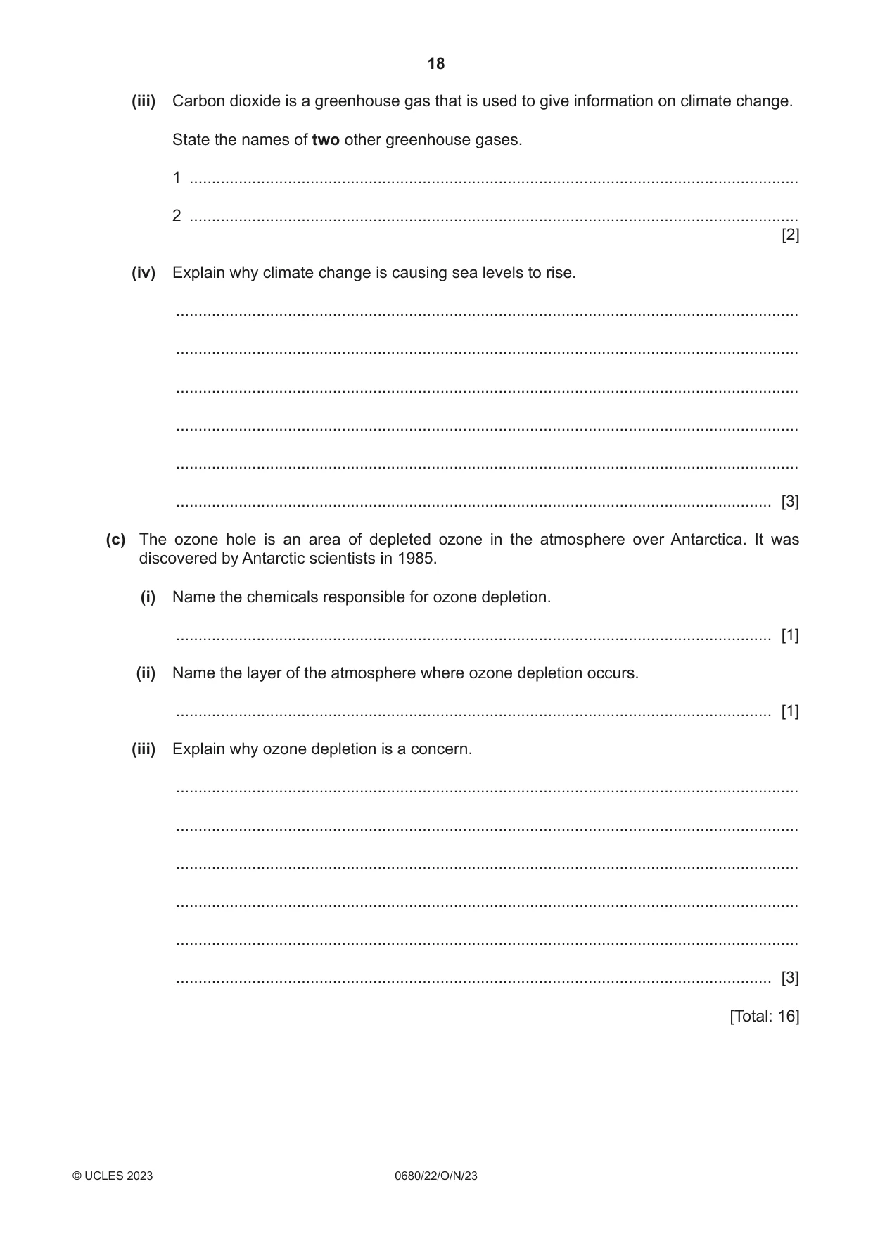 Cambridge IGCSE Environmental Management 0680 2023 Oct/Nov Paper 2 · Variant 2 question paper, page 18 of 20
