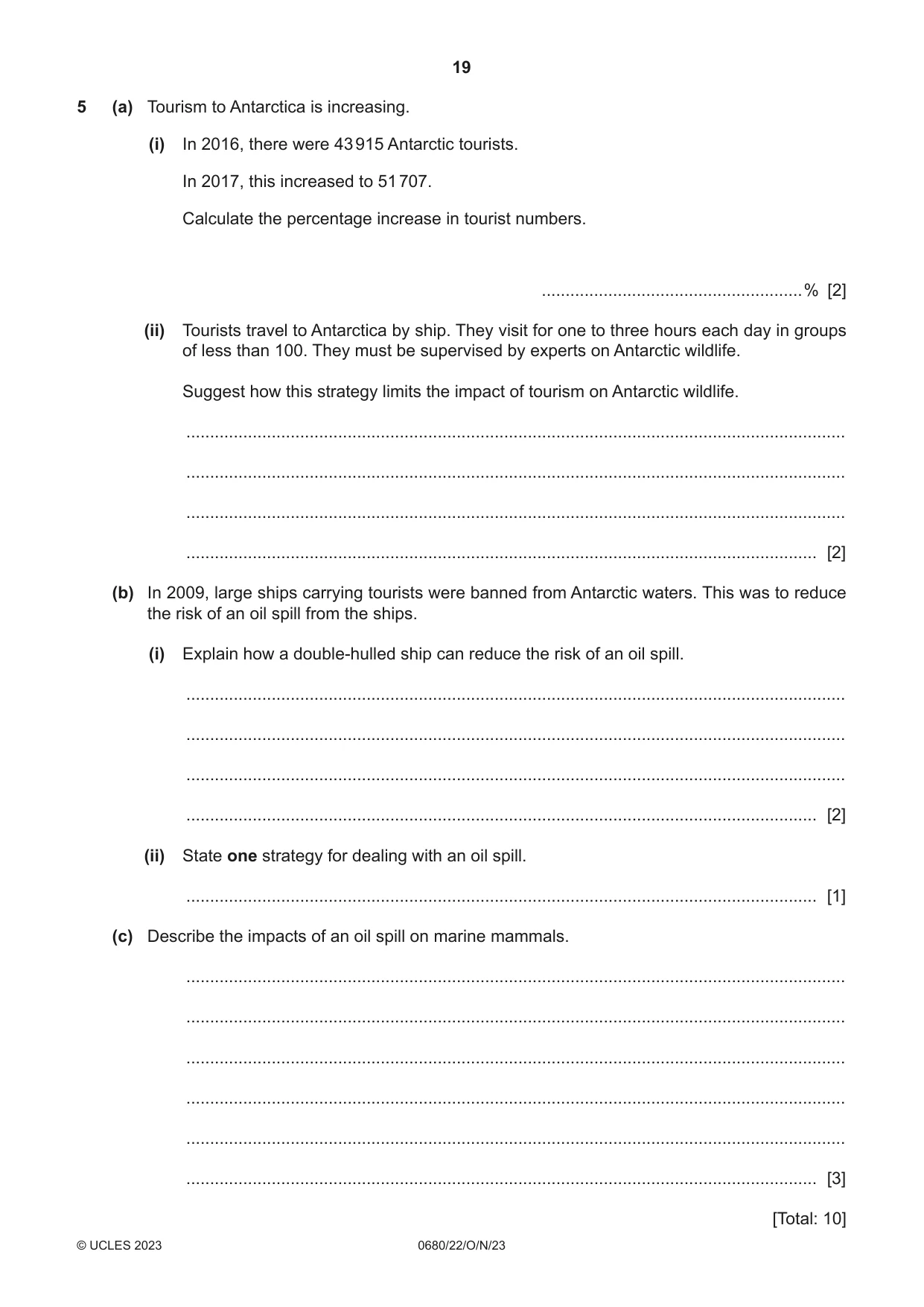 Cambridge IGCSE Environmental Management 0680 2023 Oct/Nov Paper 2 · Variant 2 question paper, page 19 of 20