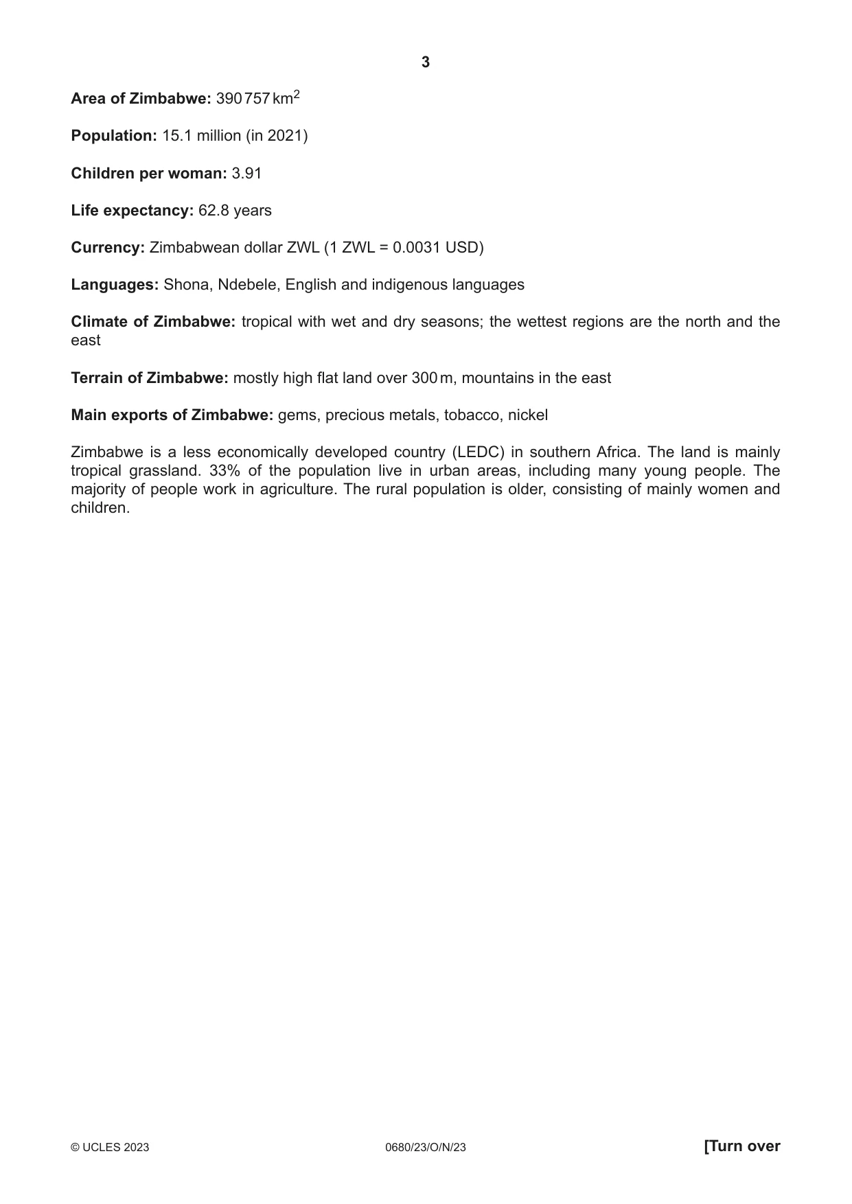 Cambridge IGCSE Environmental Management 0680 2023 Oct/Nov Paper 2 · Variant 3 question paper, page 3 of 20