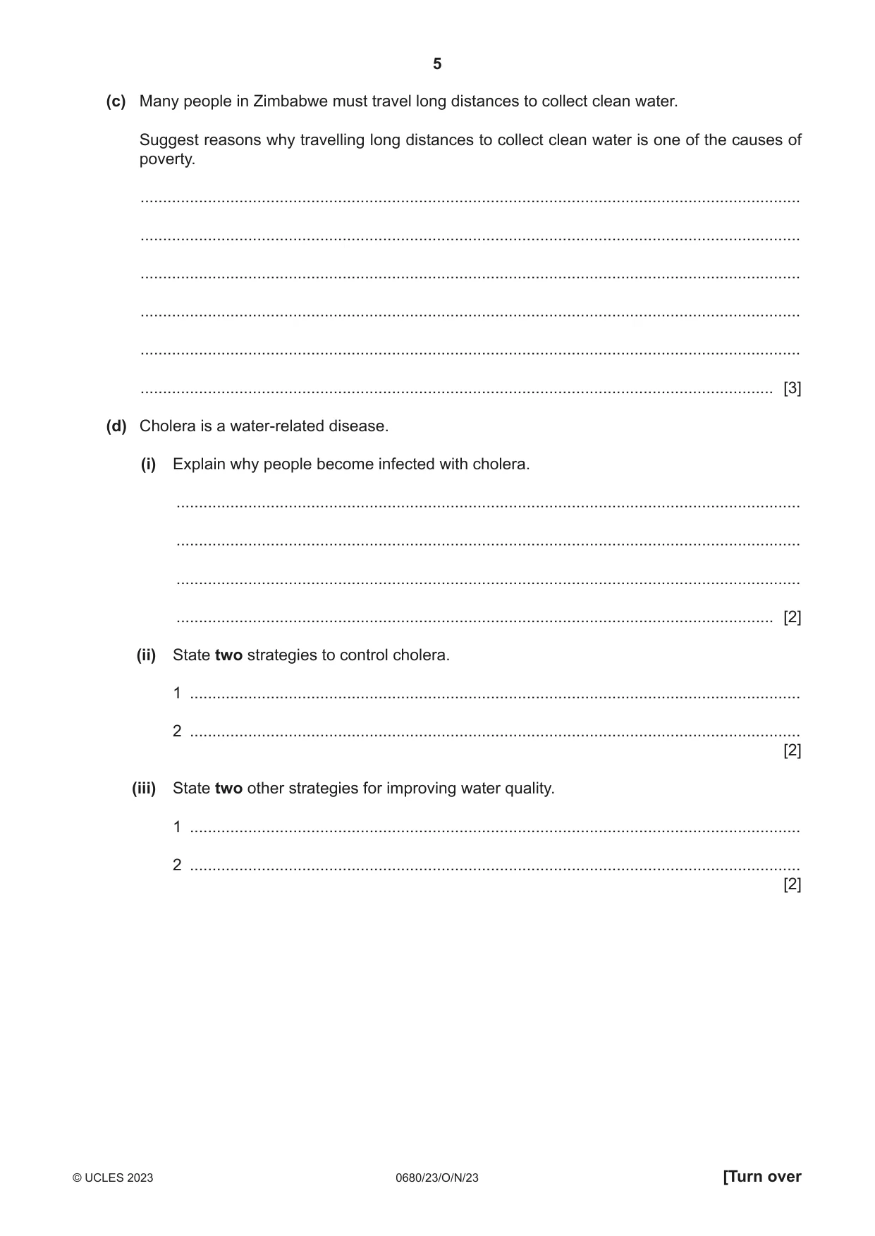 Cambridge IGCSE Environmental Management 0680 2023 Oct/Nov Paper 2 · Variant 3 question paper, page 5 of 20