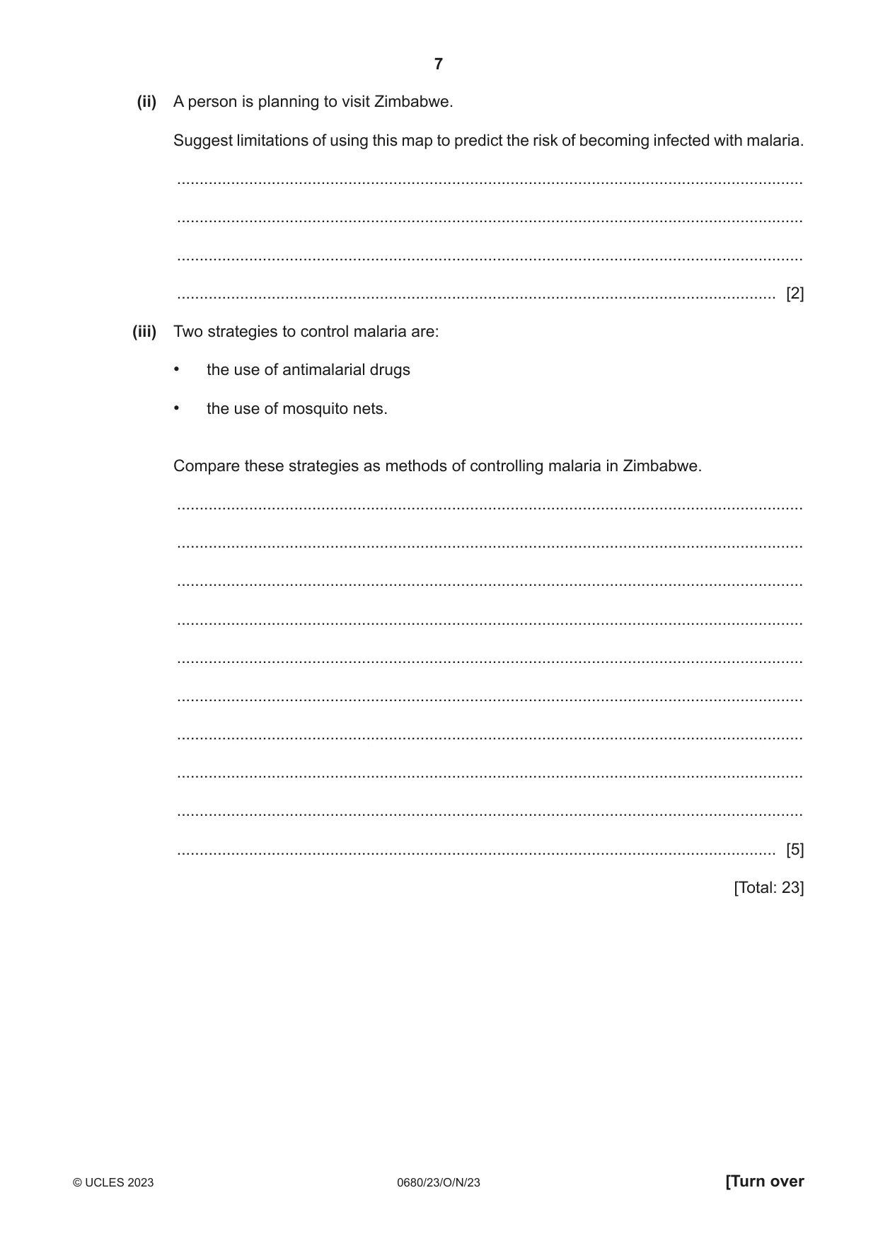 Cambridge IGCSE Environmental Management 0680 2023 Oct/Nov Paper 2 · Variant 3 question paper, page 7 of 20