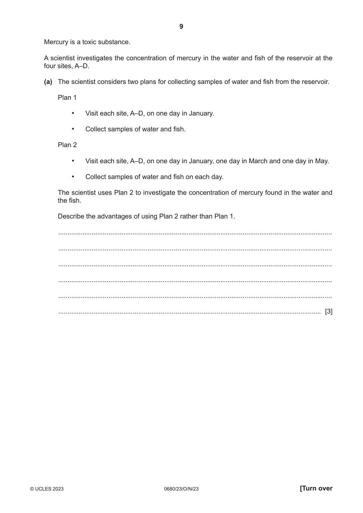 Cambridge IGCSE Environmental Management 0680 2023 Oct/Nov Paper 2 · Variant 3 question paper, page 9 of 20