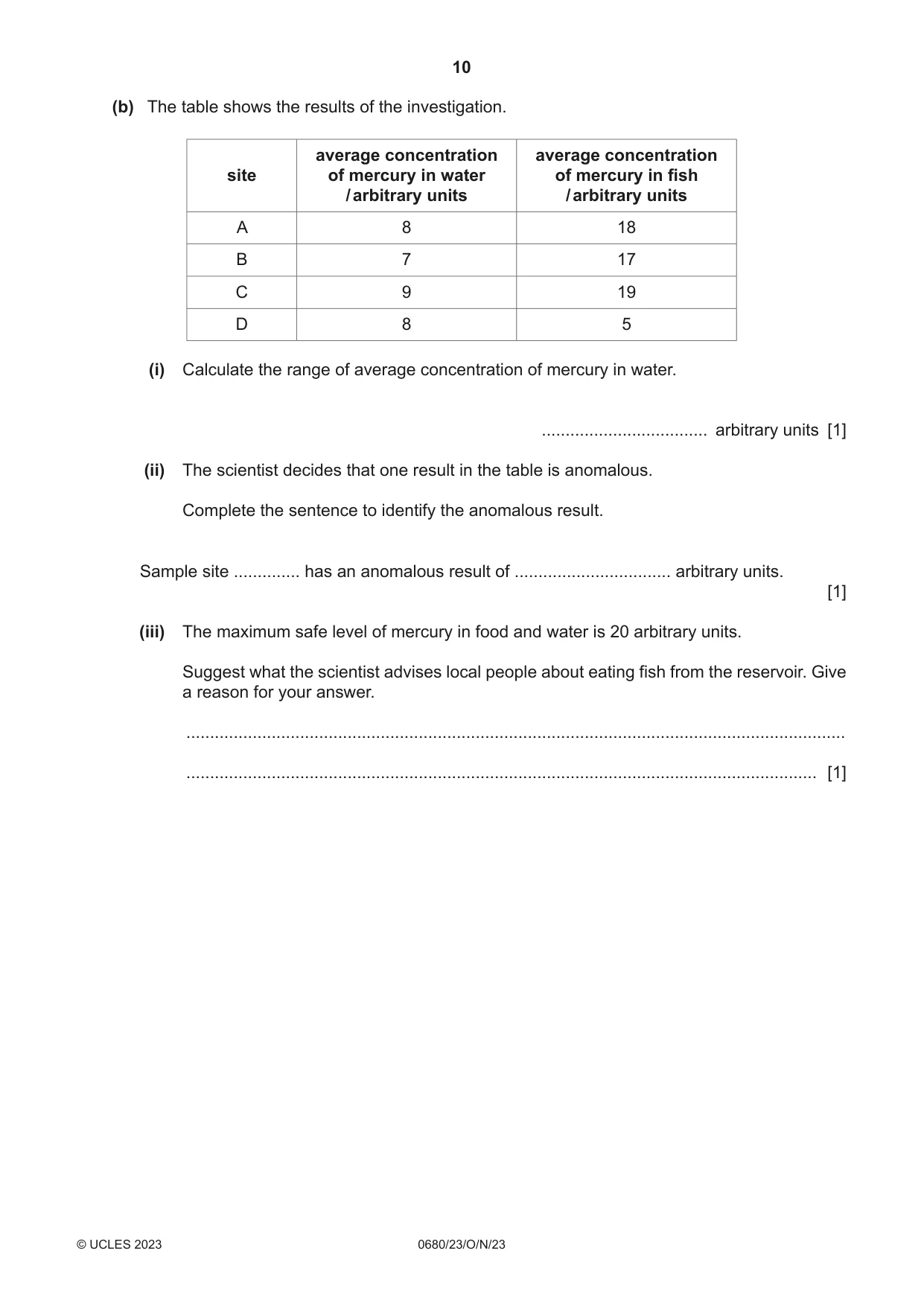 Cambridge IGCSE Environmental Management 0680 2023 Oct/Nov Paper 2 · Variant 3 question paper, page 10 of 20