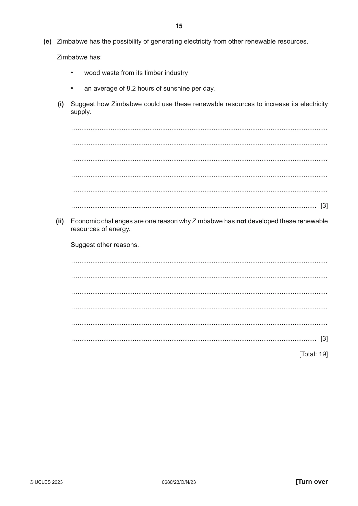 Cambridge IGCSE Environmental Management 0680 2023 Oct/Nov Paper 2 · Variant 3 question paper, page 15 of 20