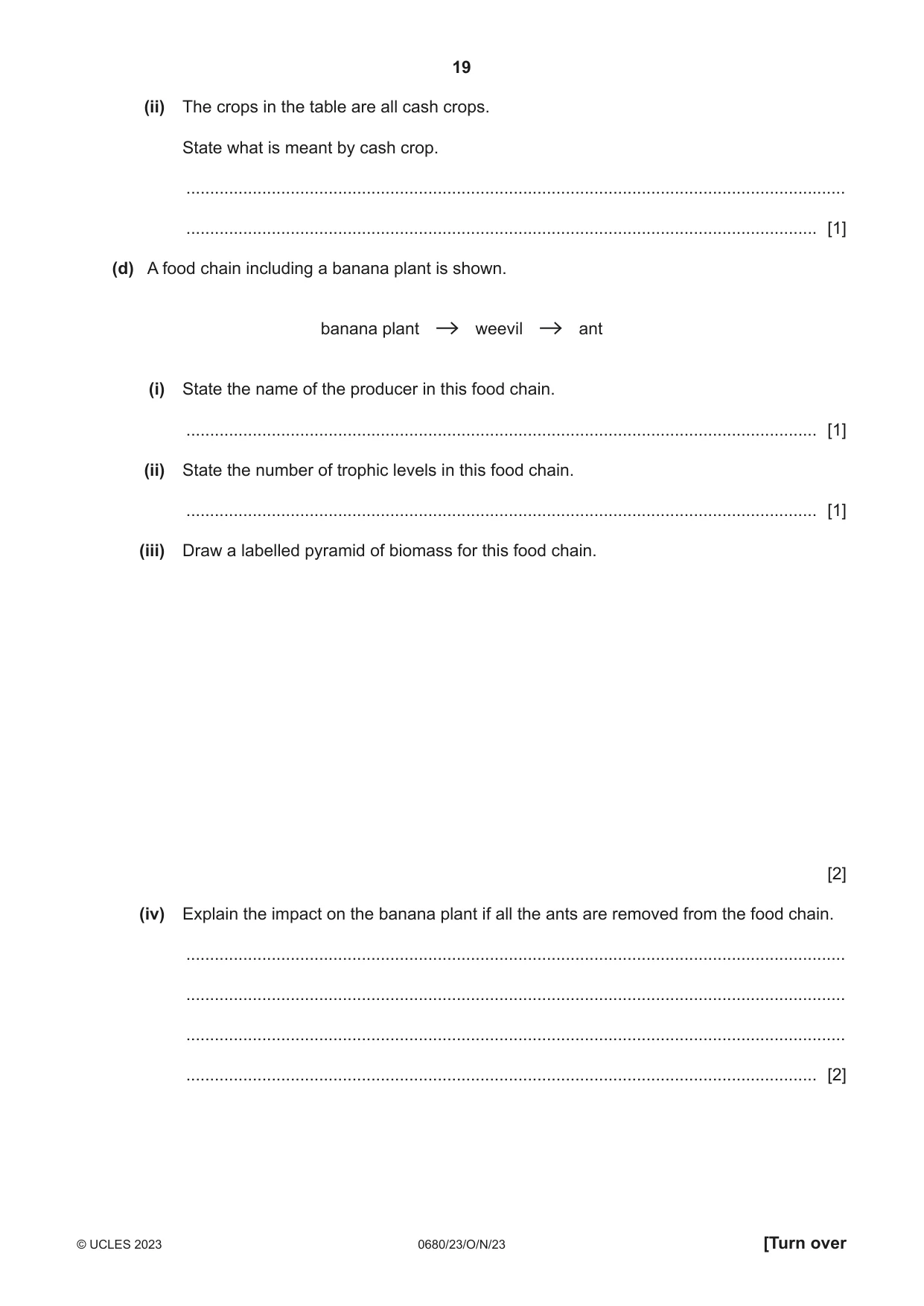 Cambridge IGCSE Environmental Management 0680 2023 Oct/Nov Paper 2 · Variant 3 question paper, page 19 of 20