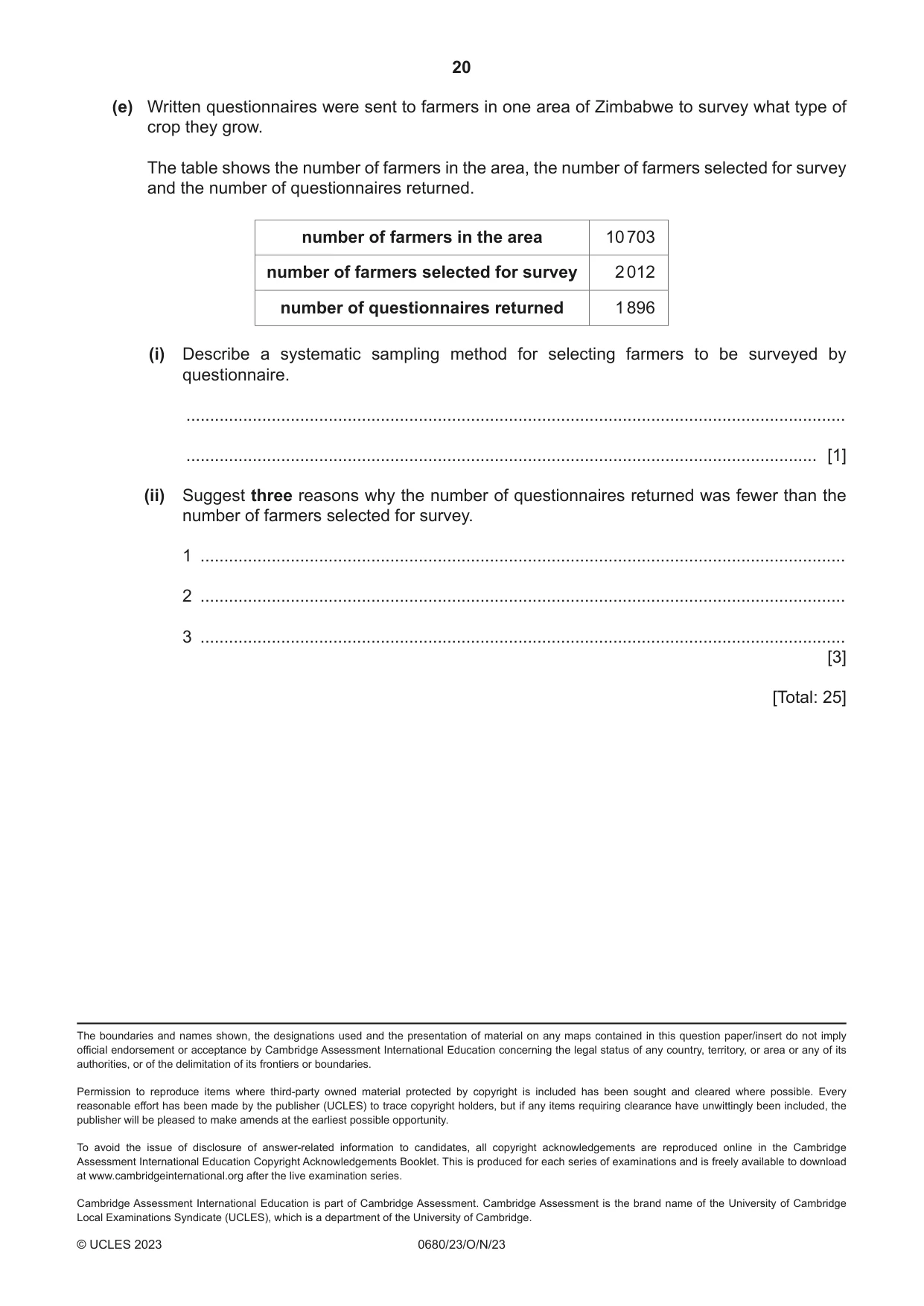 Cambridge IGCSE Environmental Management 0680 2023 Oct/Nov Paper 2 · Variant 3 question paper, page 20 of 20