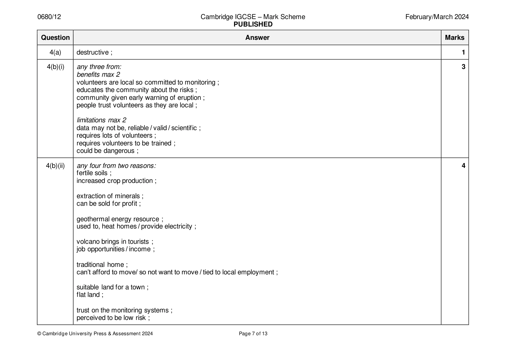 Mark scheme, page 7 of 13