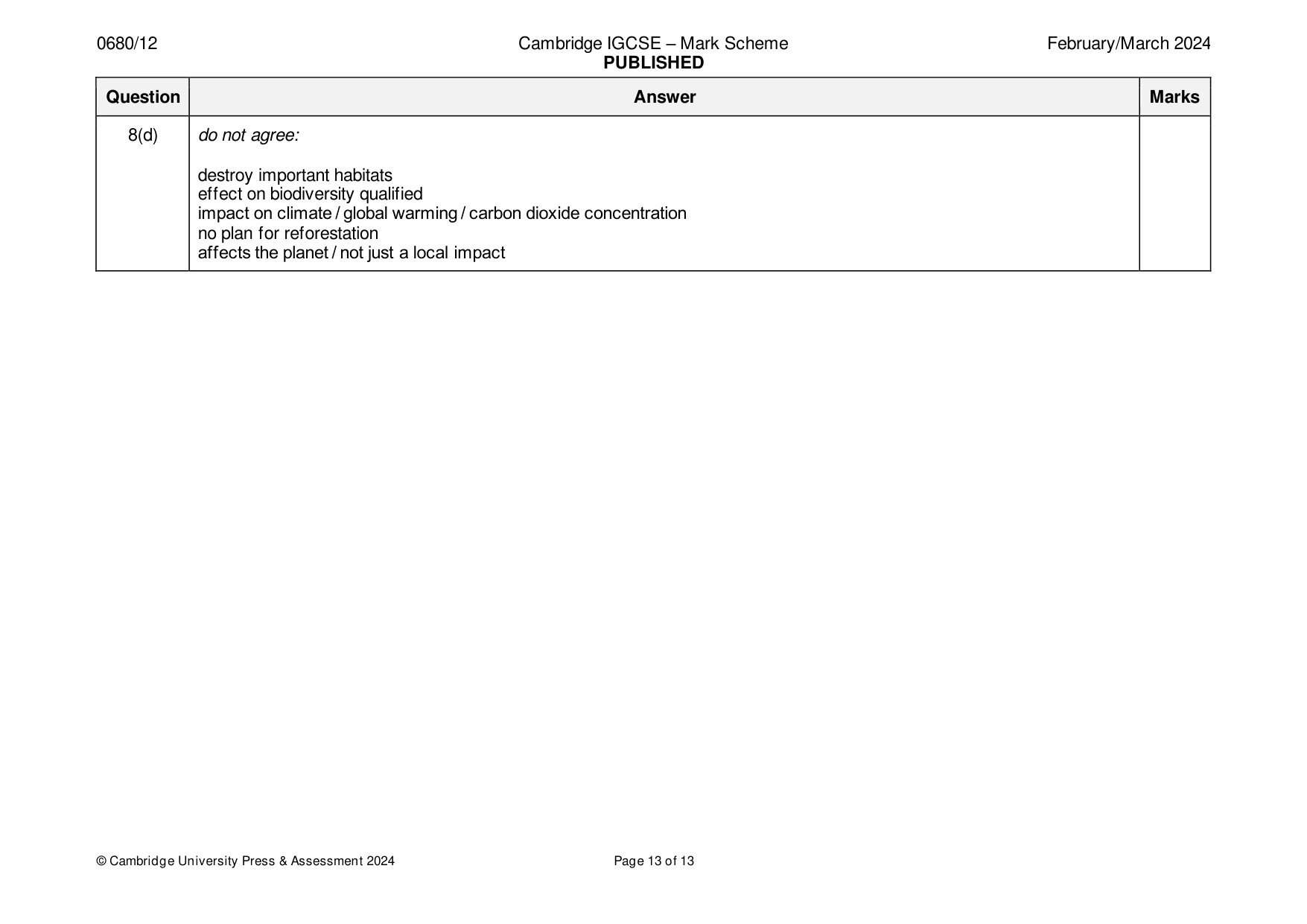 Mark scheme, page 13 of 13