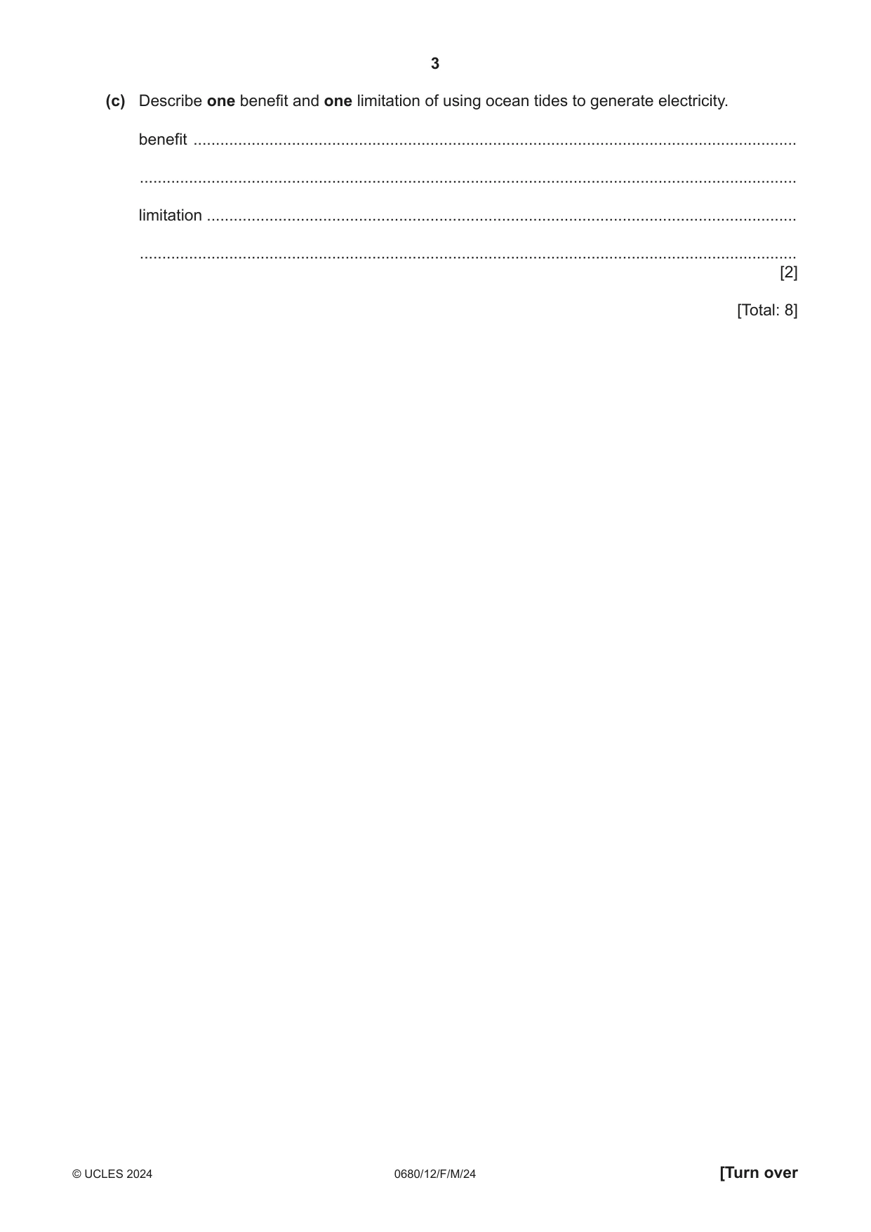 Cambridge IGCSE Environmental Management 0680 2024 Feb/March Paper 1 · Variant 2 question paper, page 3 of 20