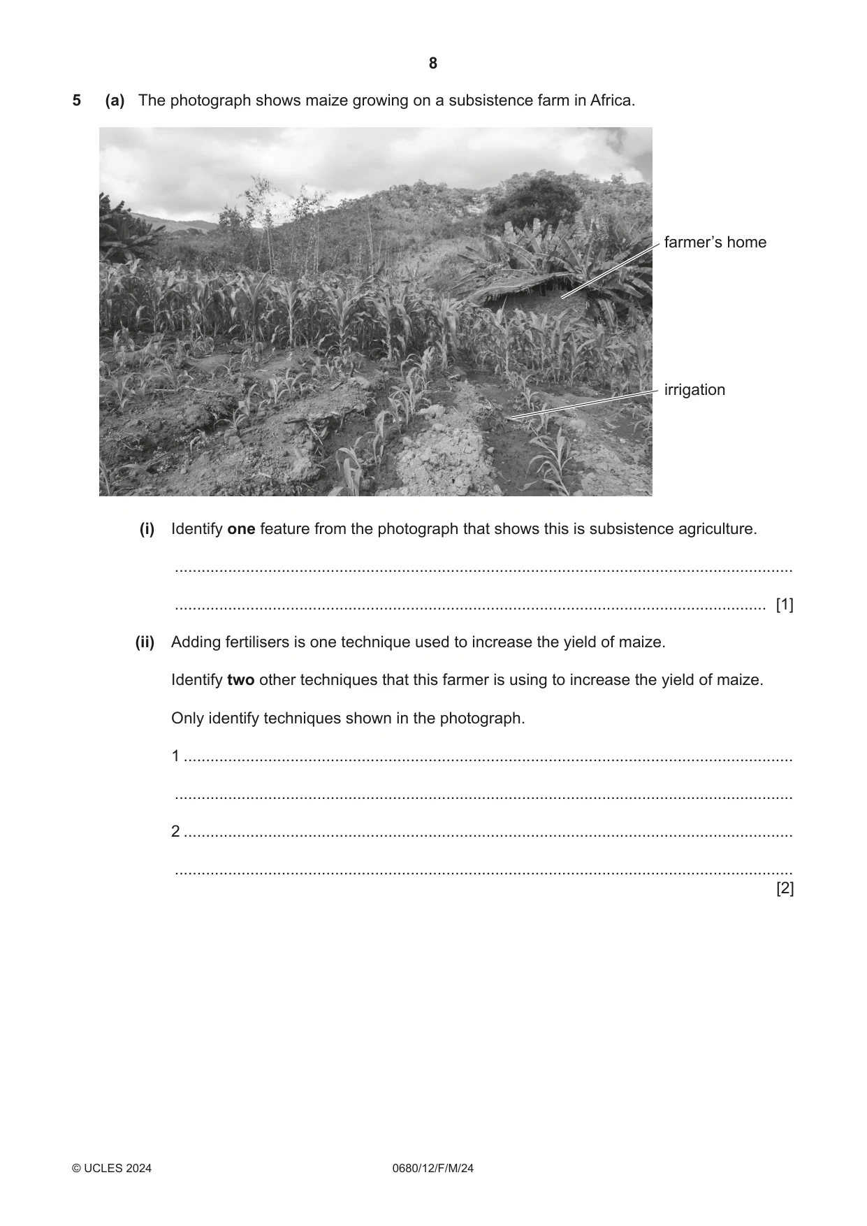 Cambridge IGCSE Environmental Management 0680 2024 Feb/March Paper 1 · Variant 2 question paper, page 8 of 20