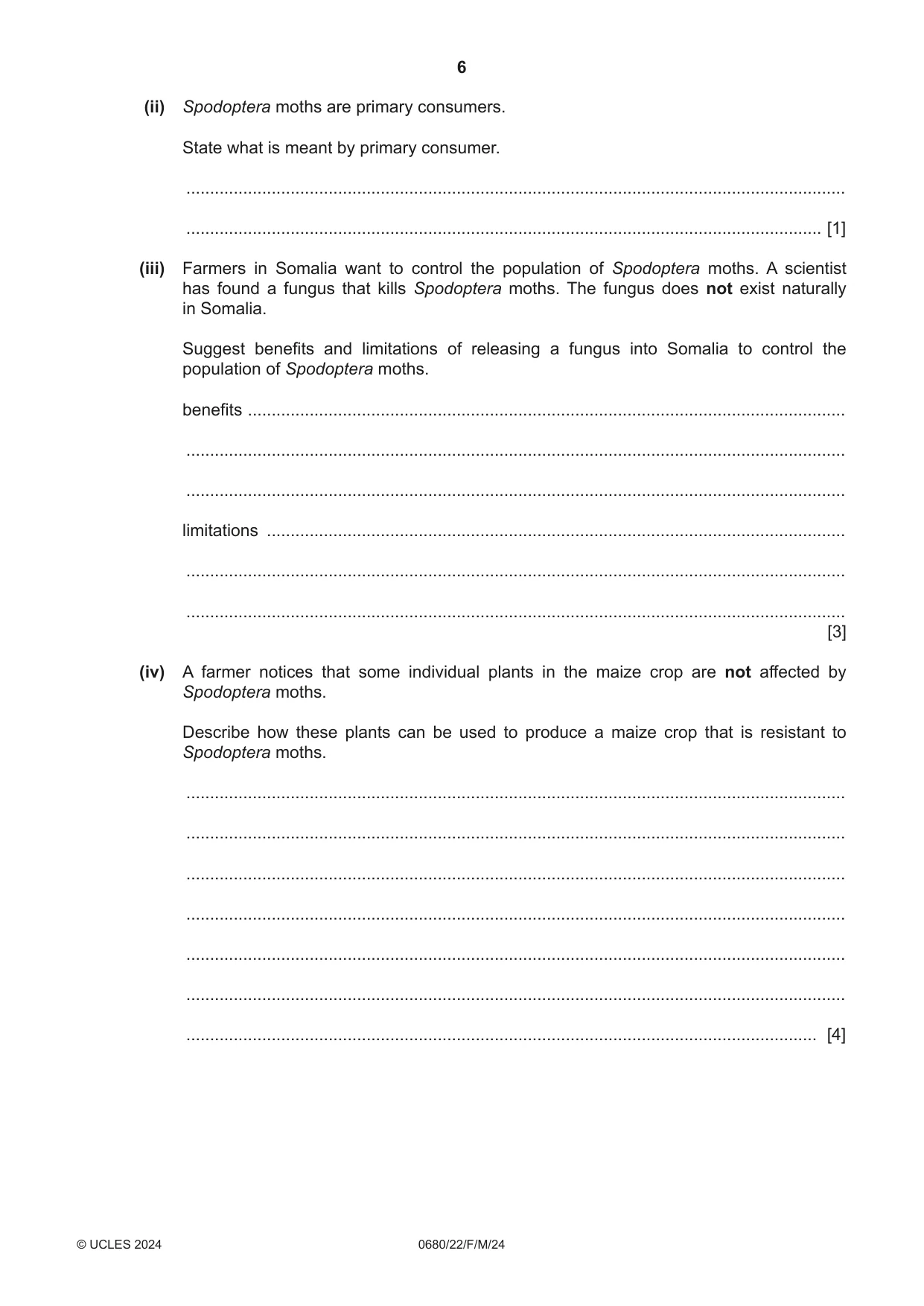 Cambridge IGCSE Environmental Management 0680 2024 Feb/March Paper 2 · Variant 2 question paper, page 6 of 20