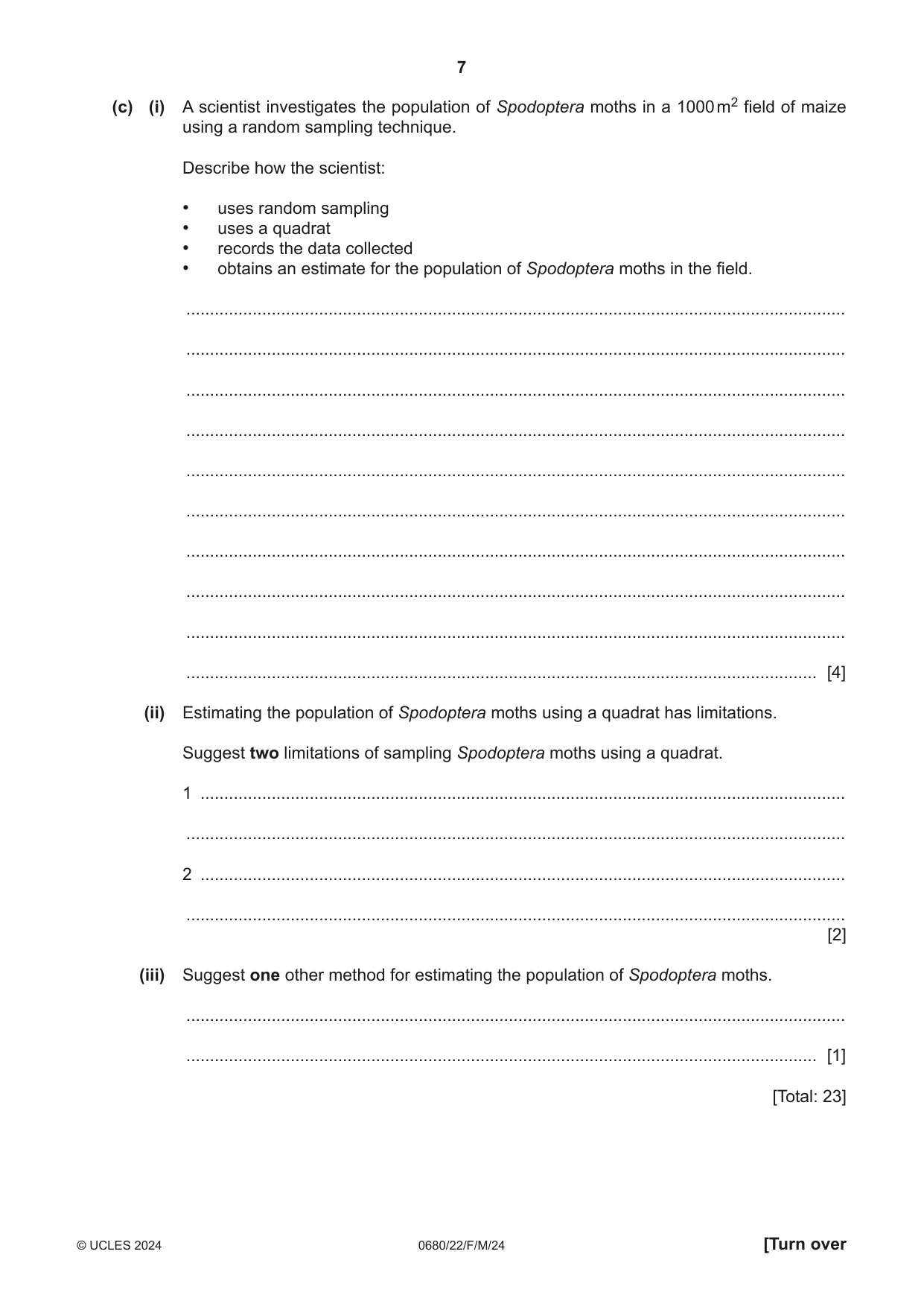 Cambridge IGCSE Environmental Management 0680 2024 Feb/March Paper 2 · Variant 2 question paper, page 7 of 20