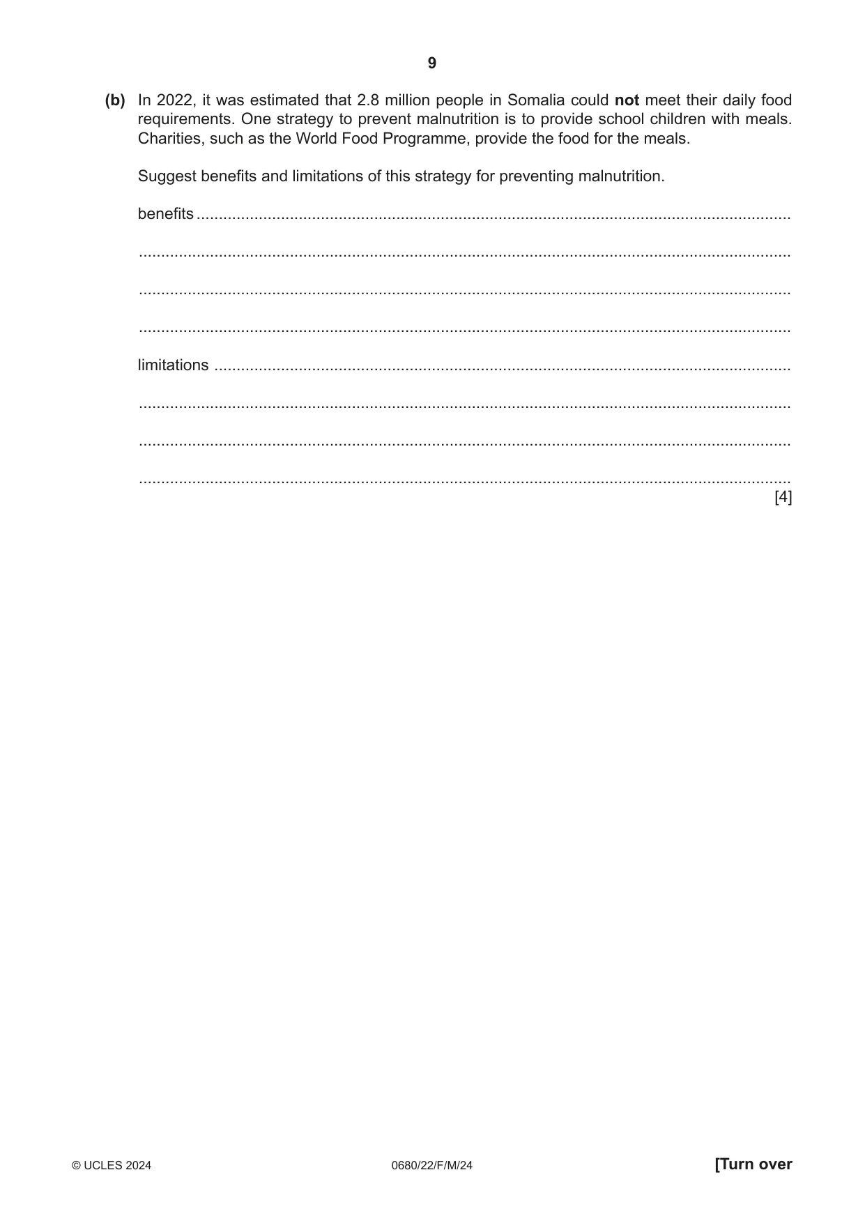 Cambridge IGCSE Environmental Management 0680 2024 Feb/March Paper 2 · Variant 2 question paper, page 9 of 20