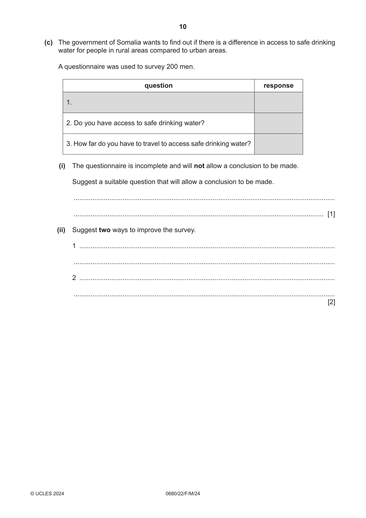 Cambridge IGCSE Environmental Management 0680 2024 Feb/March Paper 2 · Variant 2 question paper, page 10 of 20