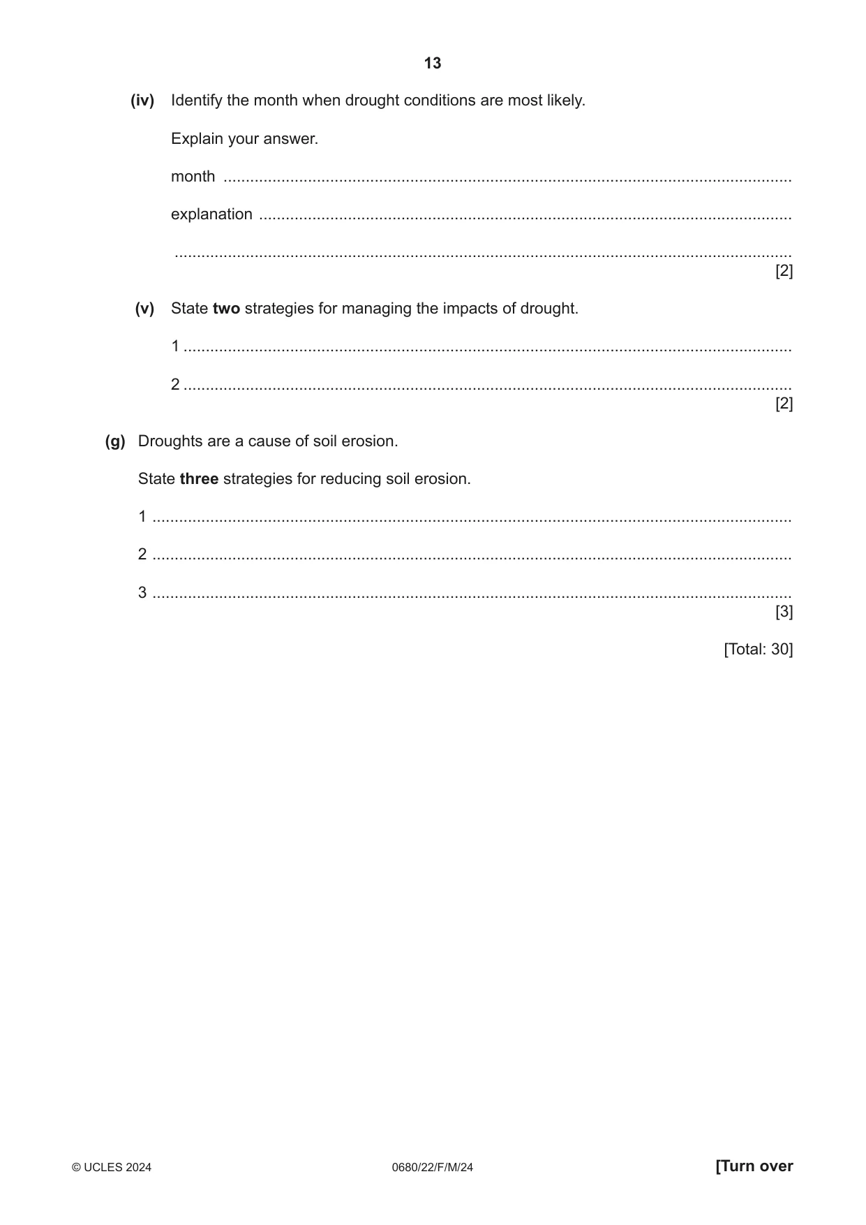 Cambridge IGCSE Environmental Management 0680 2024 Feb/March Paper 2 · Variant 2 question paper, page 13 of 20