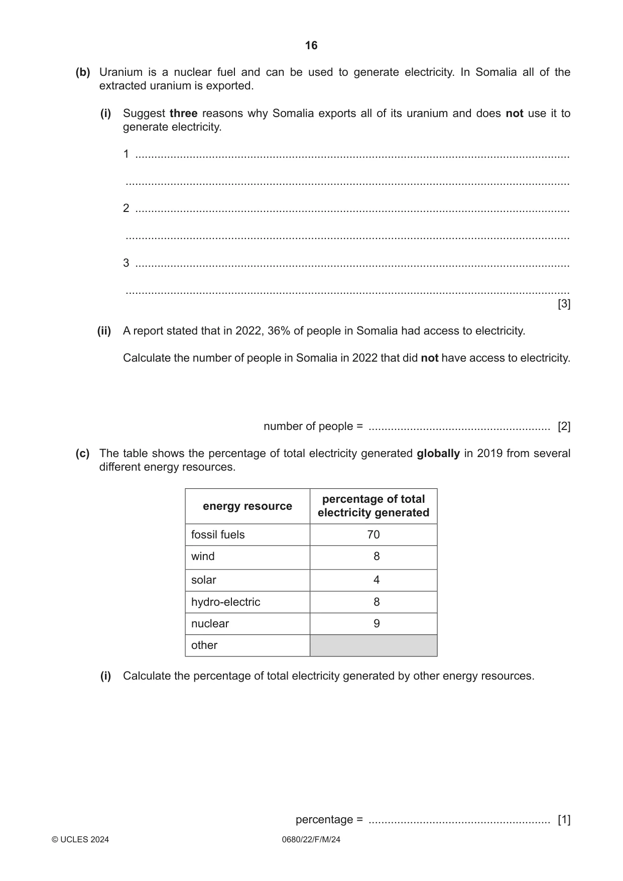 Cambridge IGCSE Environmental Management 0680 2024 Feb/March Paper 2 · Variant 2 question paper, page 16 of 20