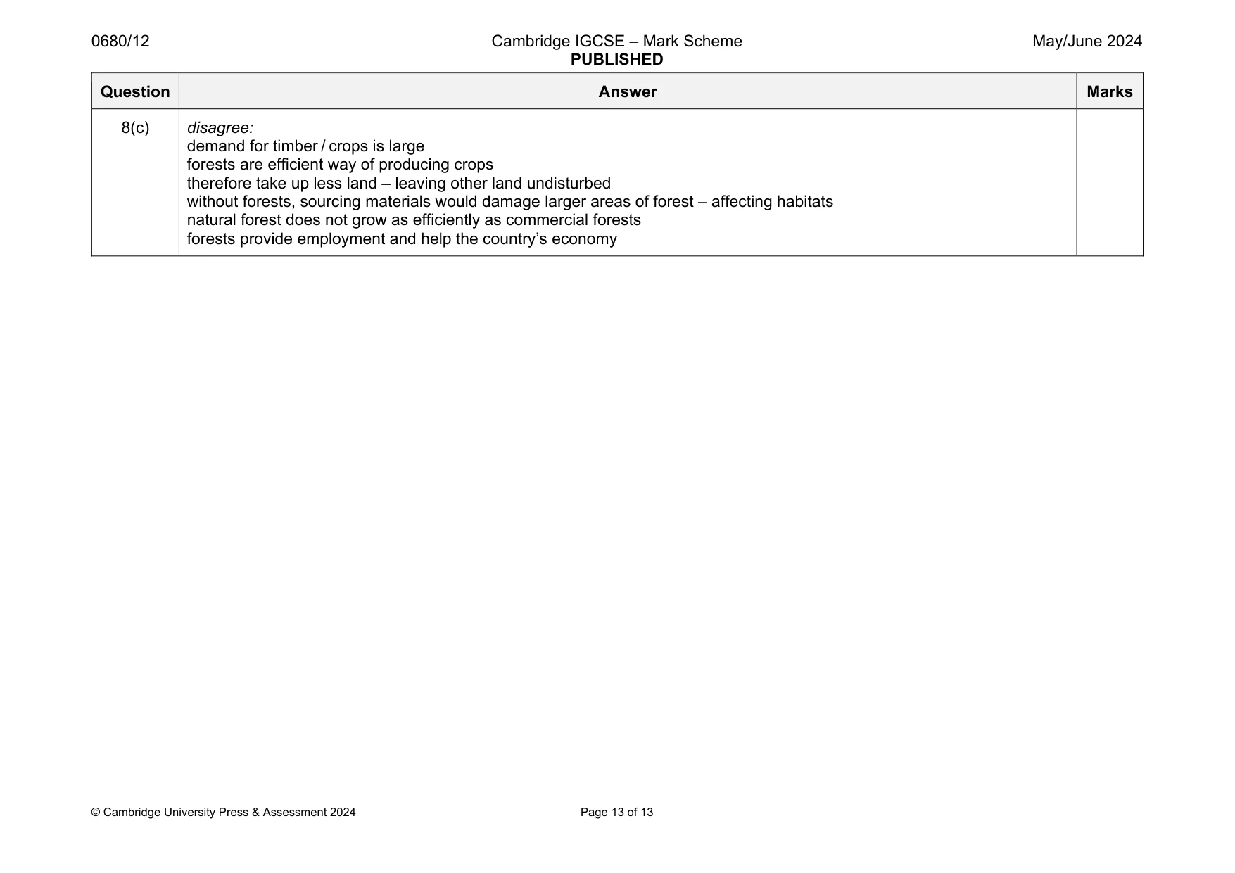 Mark scheme, page 13 of 13