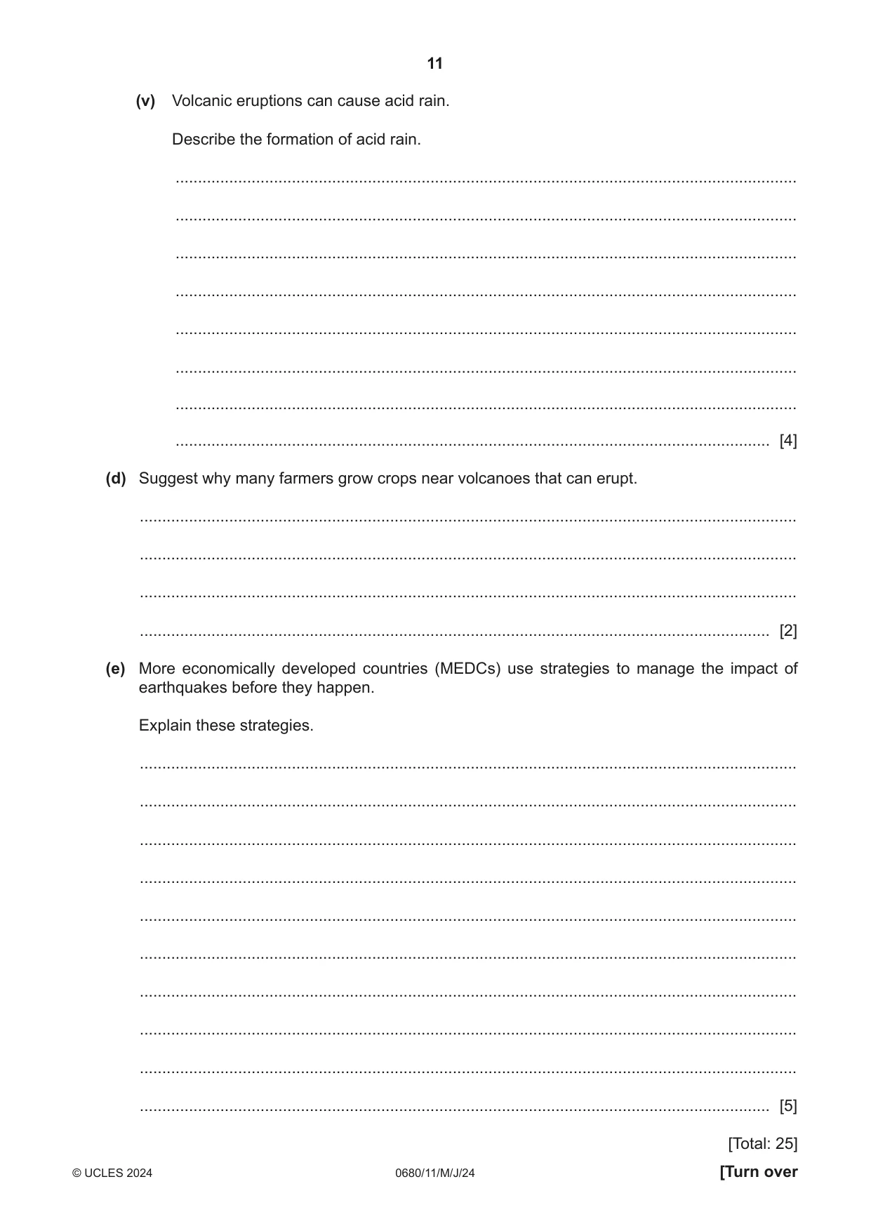 Cambridge IGCSE Environmental Management 0680 2024 May/June Paper 1 · Variant 1 question paper, page 11 of 20