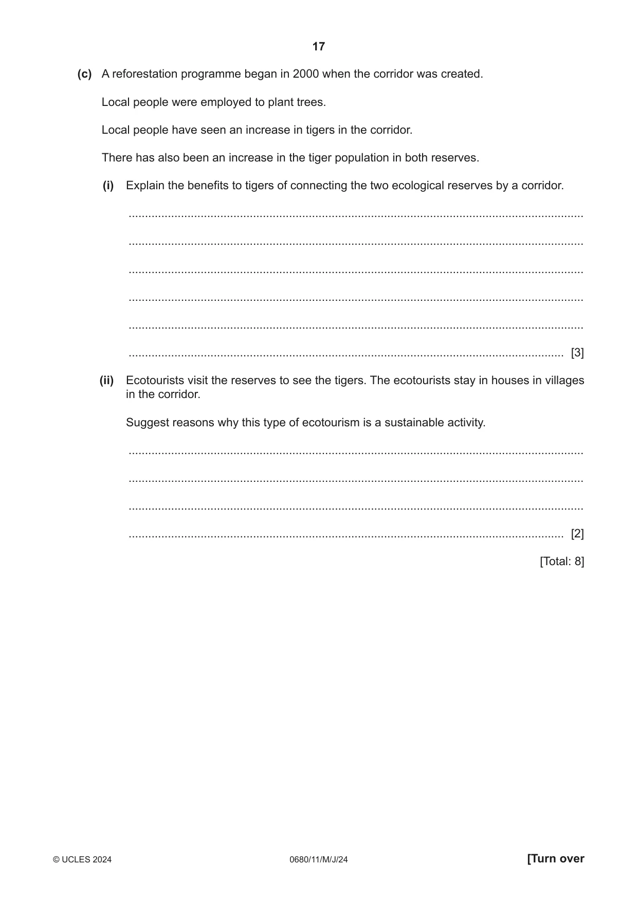 Cambridge IGCSE Environmental Management 0680 2024 May/June Paper 1 · Variant 1 question paper, page 17 of 20