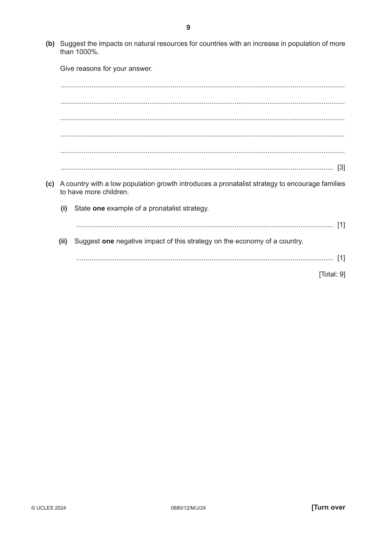 Cambridge IGCSE Environmental Management 0680 2024 May/June Paper 1 · Variant 2 question paper, page 9 of 20