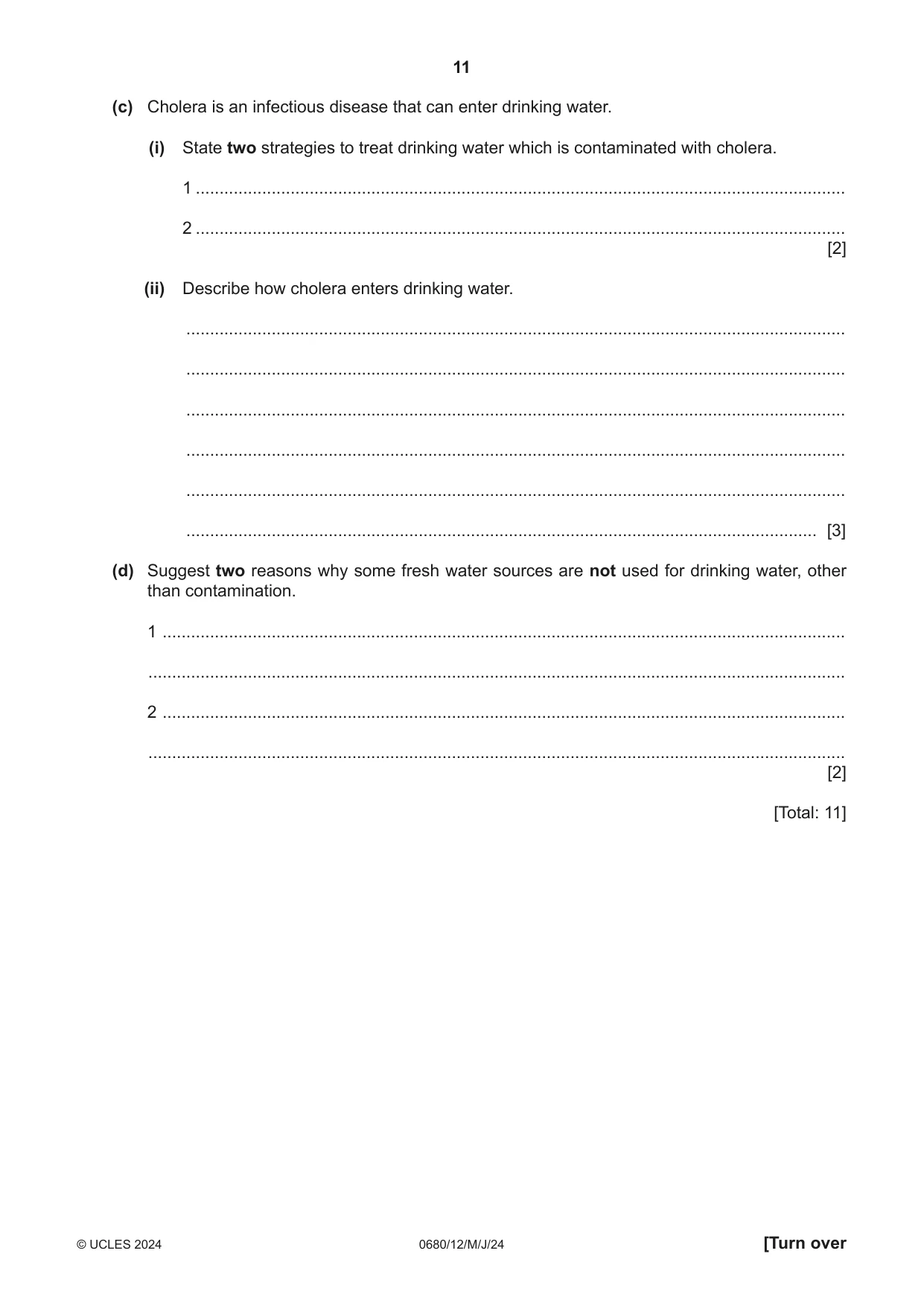 Cambridge IGCSE Environmental Management 0680 2024 May/June Paper 1 · Variant 2 question paper, page 11 of 20