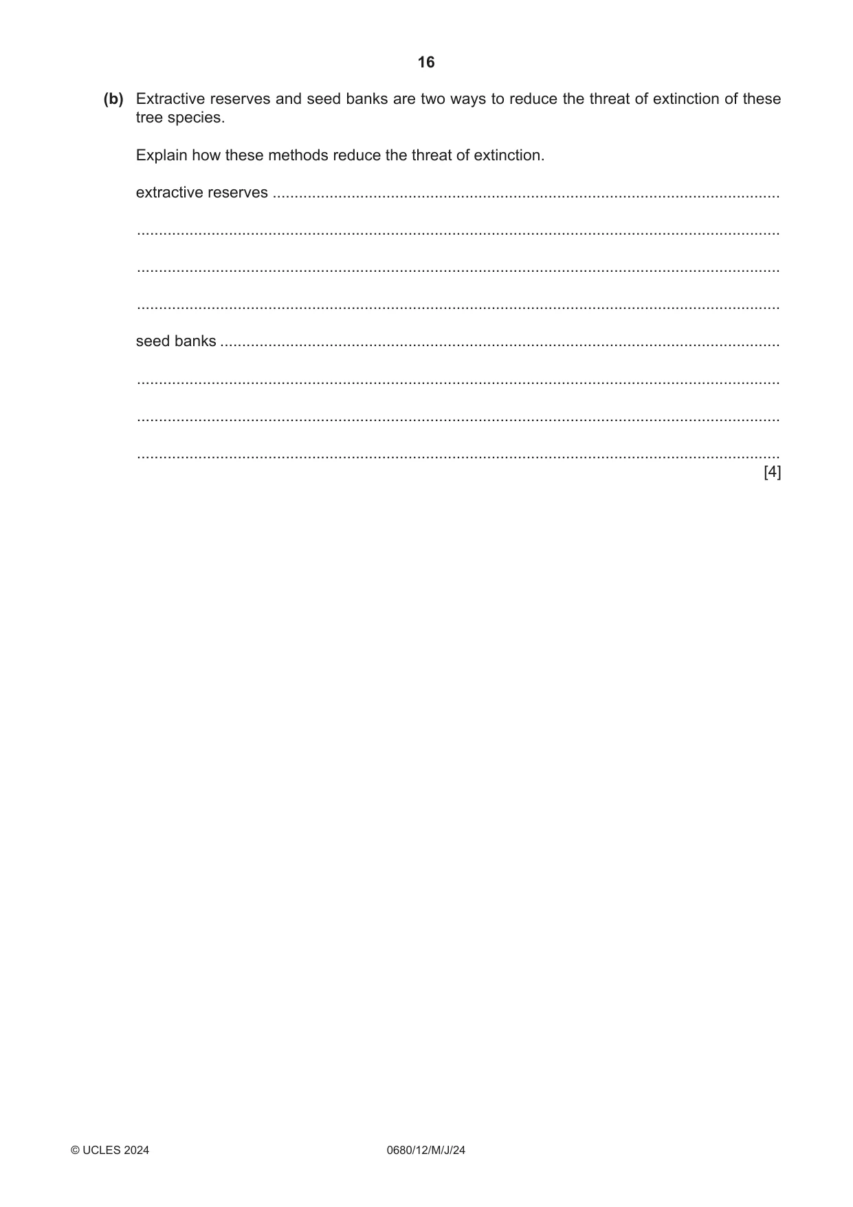 Cambridge IGCSE Environmental Management 0680 2024 May/June Paper 1 · Variant 2 question paper, page 16 of 20
