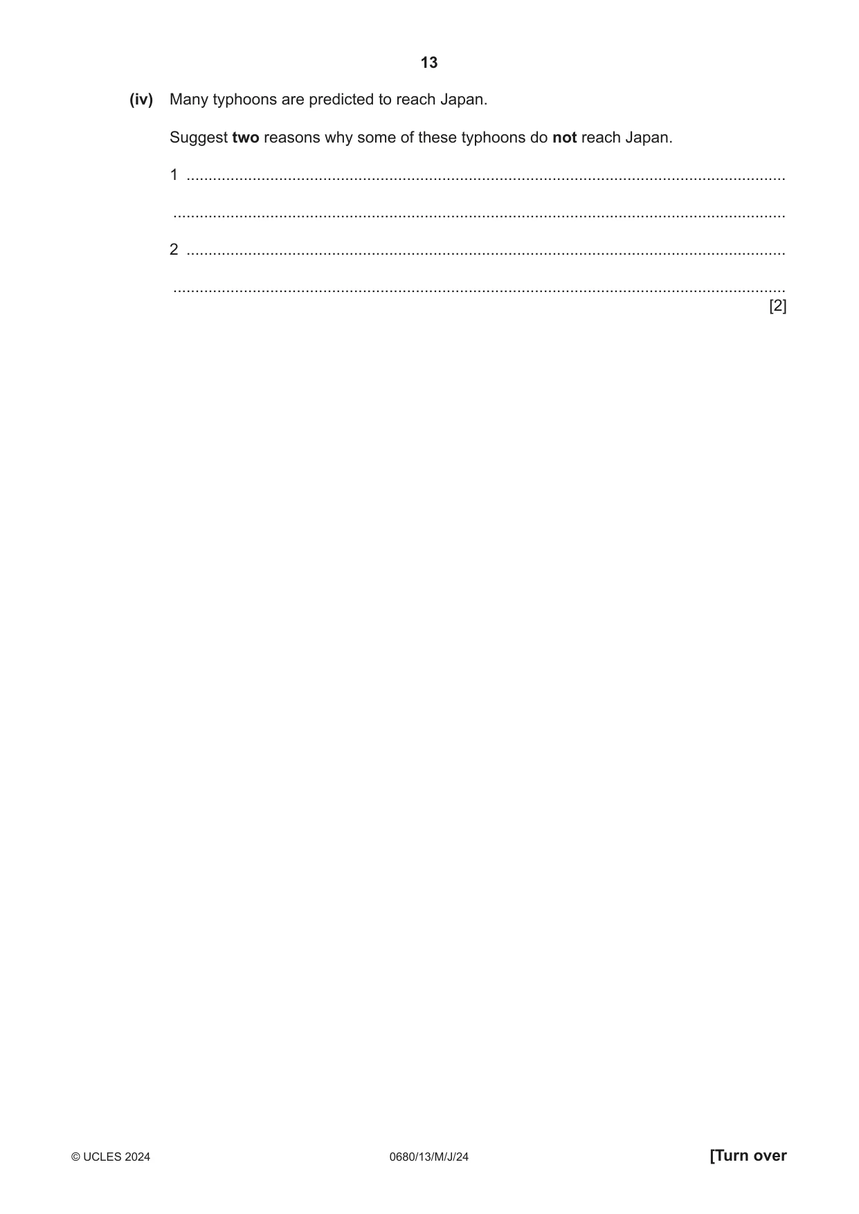 Cambridge IGCSE Environmental Management 0680 2024 May/June Paper 1 · Variant 3 question paper, page 13 of 20