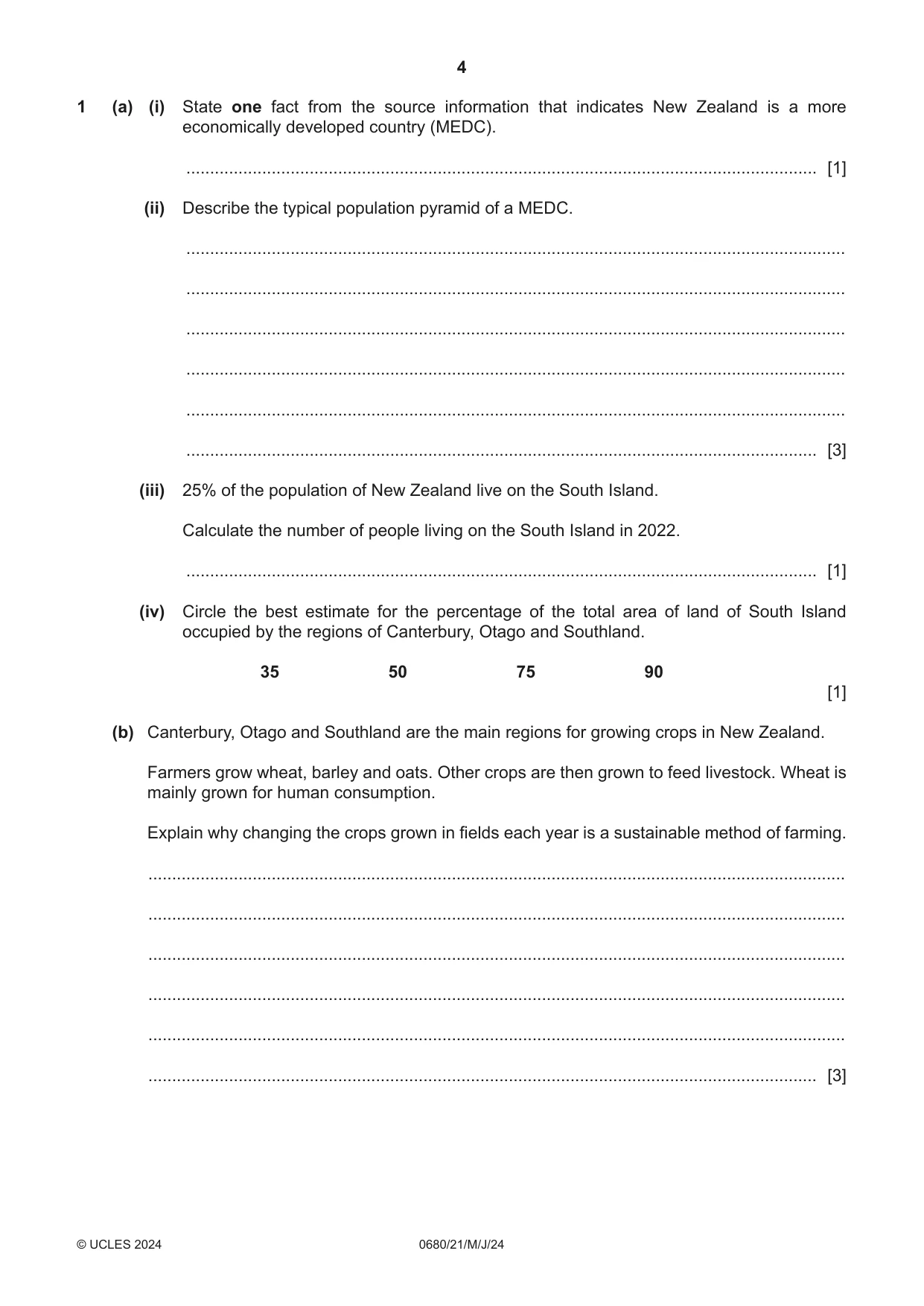Cambridge IGCSE Environmental Management 0680 2024 May/June Paper 2 · Variant 1 question paper, page 4 of 20