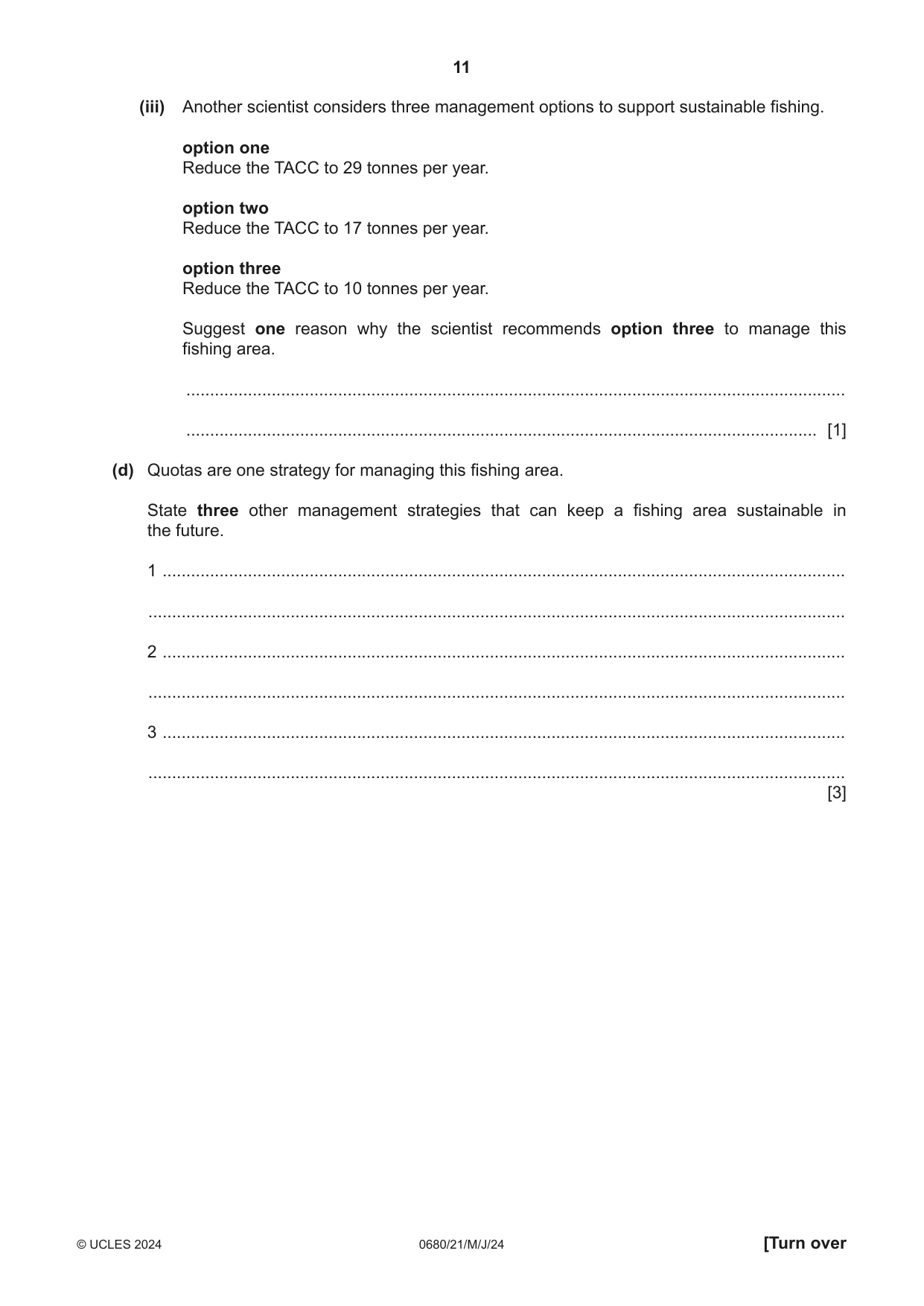 Cambridge IGCSE Environmental Management 0680 2024 May/June Paper 2 · Variant 1 question paper, page 11 of 20