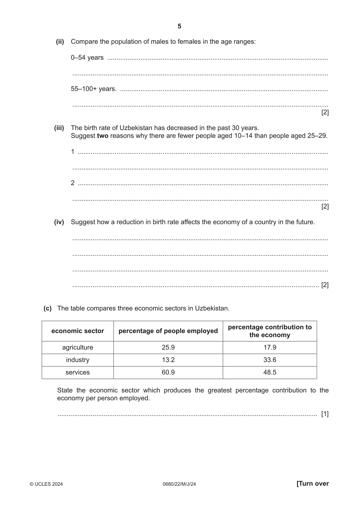 Cambridge IGCSE Environmental Management 0680 2024 May/June Paper 2 · Variant 2 question paper, page 5 of 20
