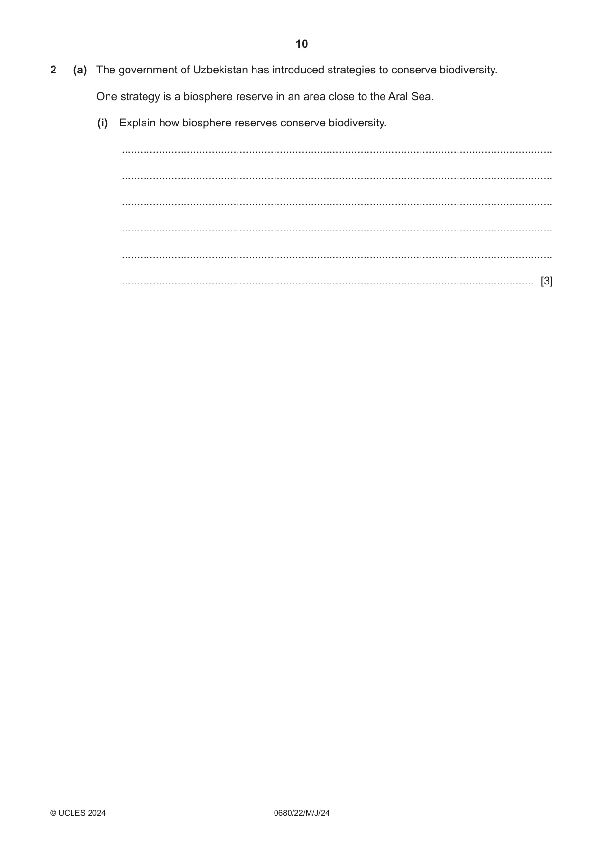 Cambridge IGCSE Environmental Management 0680 2024 May/June Paper 2 · Variant 2 question paper, page 10 of 20