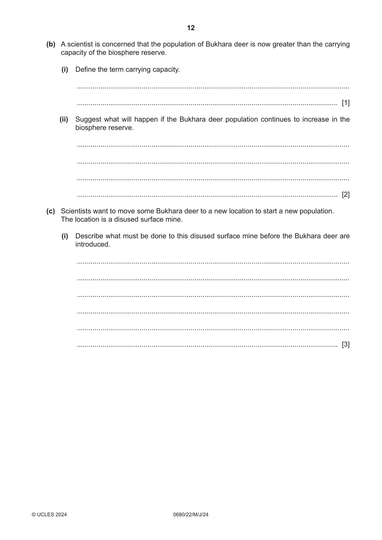 Cambridge IGCSE Environmental Management 0680 2024 May/June Paper 2 · Variant 2 question paper, page 12 of 20