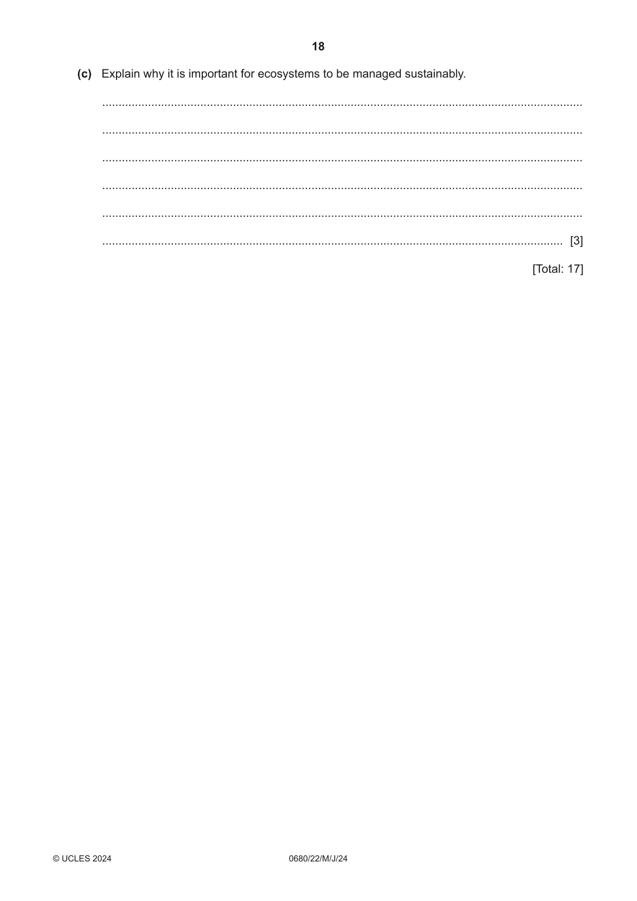 Cambridge IGCSE Environmental Management 0680 2024 May/June Paper 2 · Variant 2 question paper, page 18 of 20