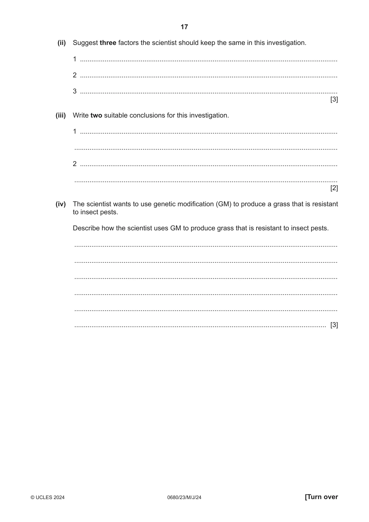 Cambridge IGCSE Environmental Management 0680 2024 May/June Paper 2 · Variant 3 question paper, page 17 of 20