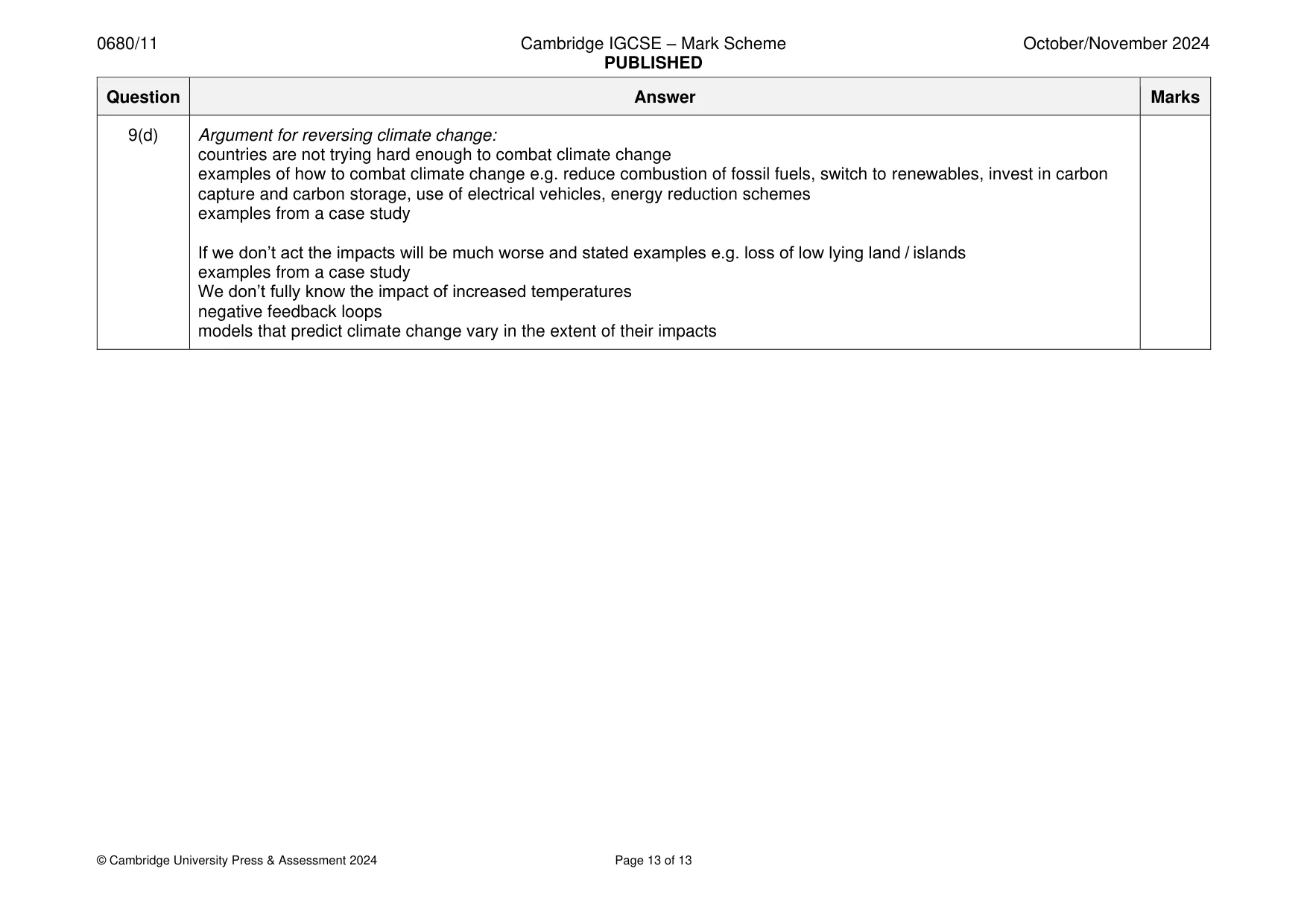 Mark scheme, page 13 of 13
