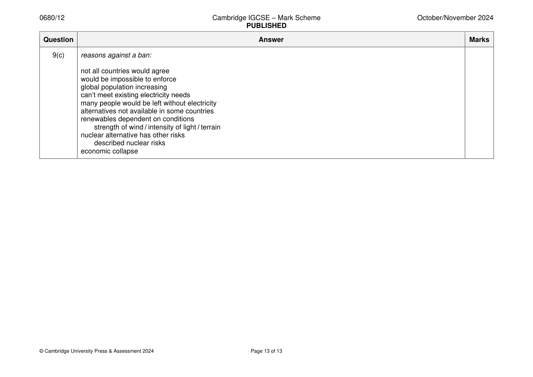 Mark scheme, page 13 of 13