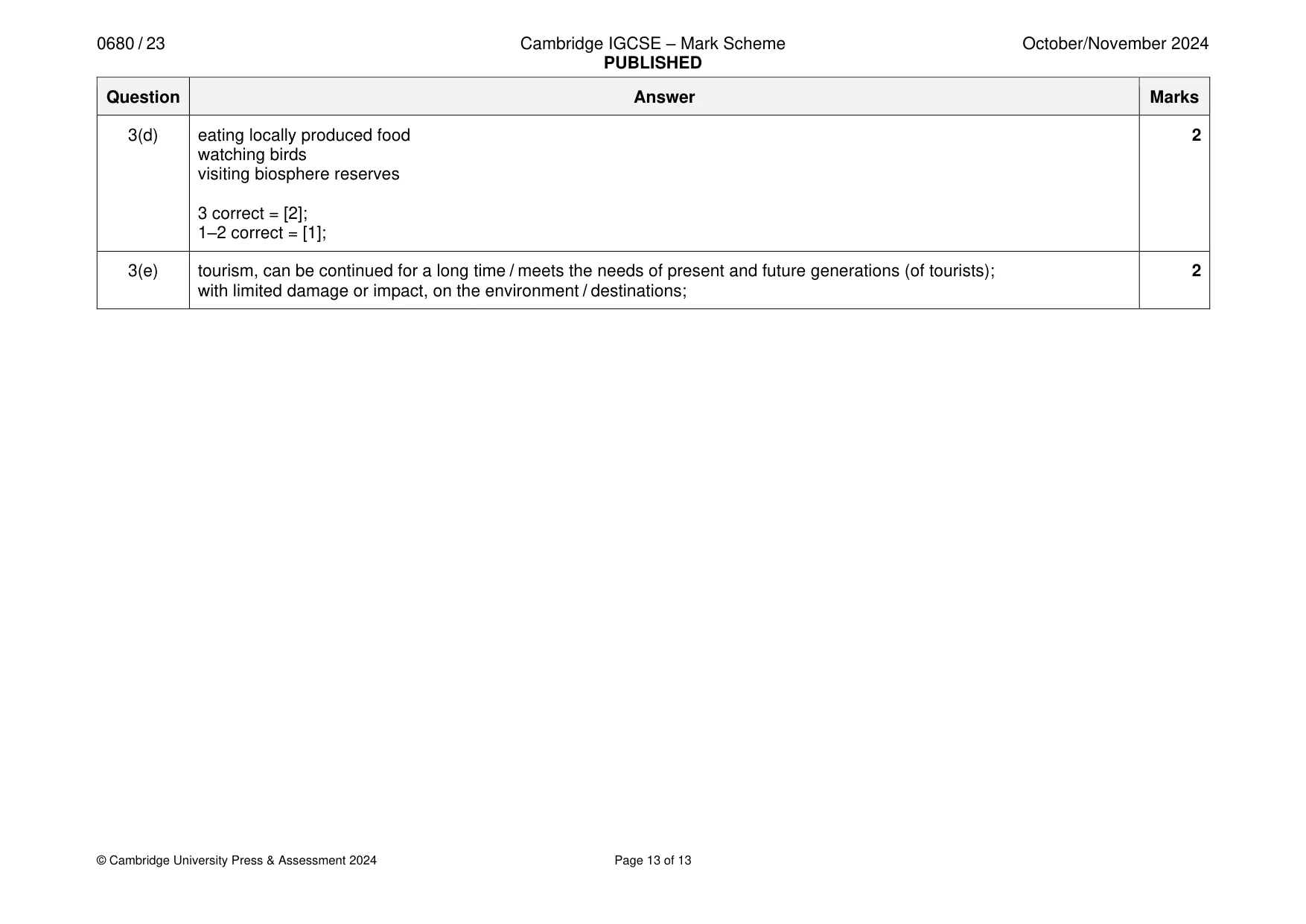 Mark scheme, page 13 of 13