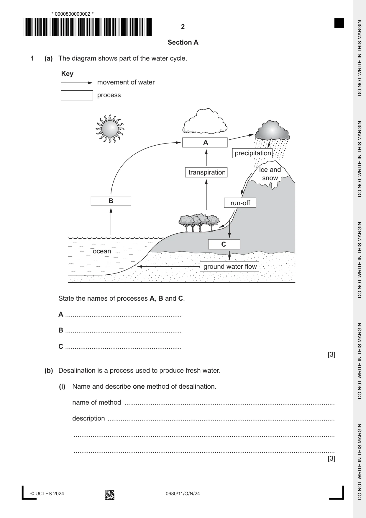Cambridge IGCSE Environmental Management 0680 2024 Oct/Nov Paper 1 · Variant 1 question paper, page 2 of 20