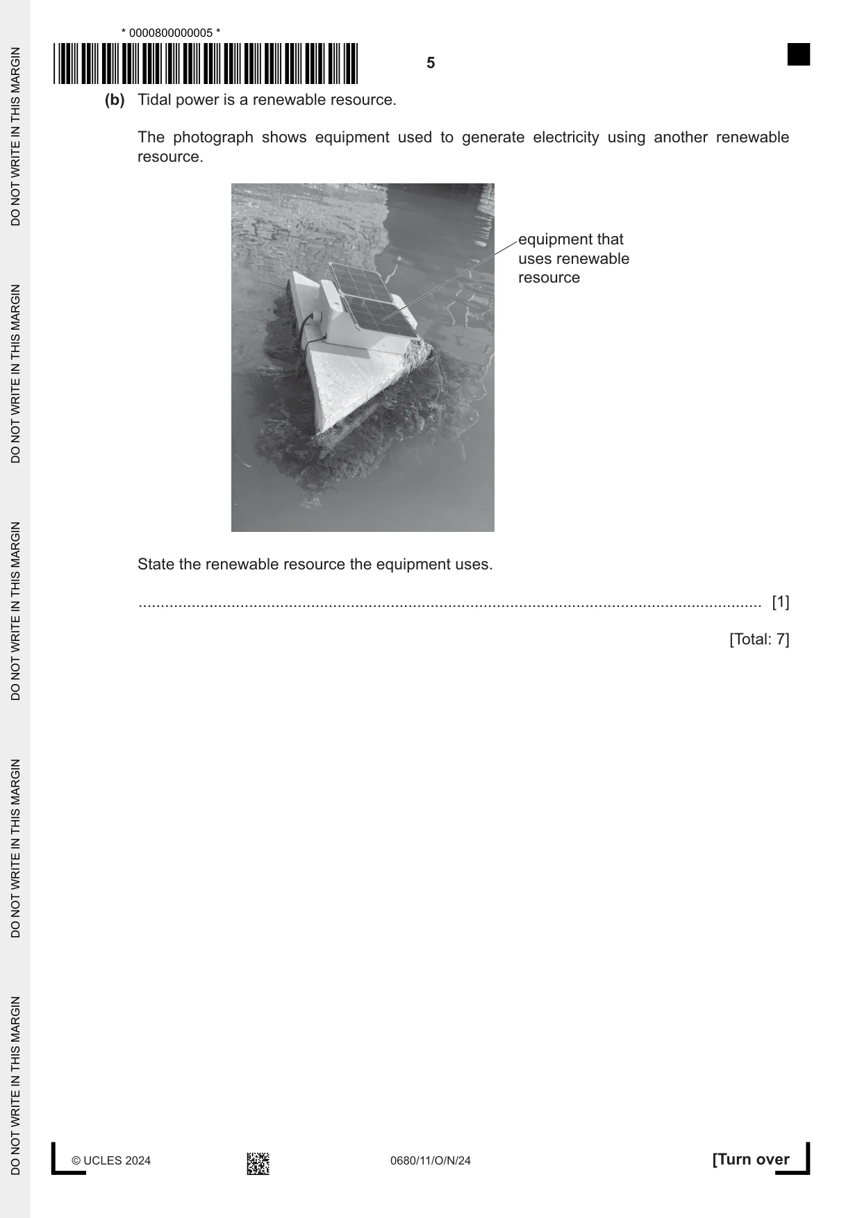 Cambridge IGCSE Environmental Management 0680 2024 Oct/Nov Paper 1 · Variant 1 question paper, page 5 of 20
