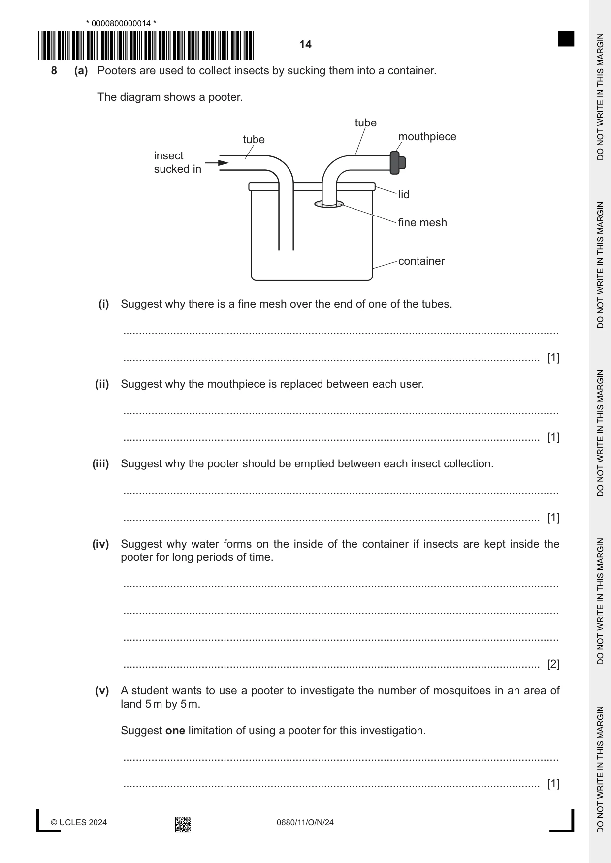Cambridge IGCSE Environmental Management 0680 2024 Oct/Nov Paper 1 · Variant 1 question paper, page 14 of 20