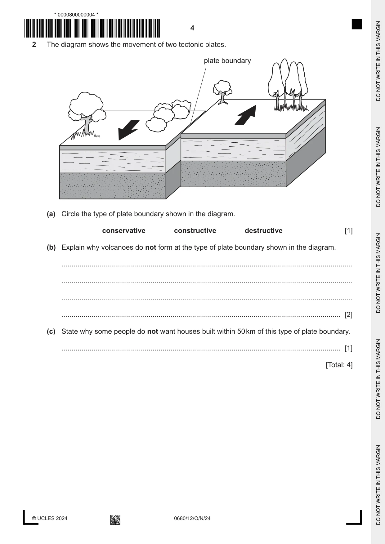 Cambridge IGCSE Environmental Management 0680 2024 Oct/Nov Paper 1 · Variant 2 question paper, page 4 of 24