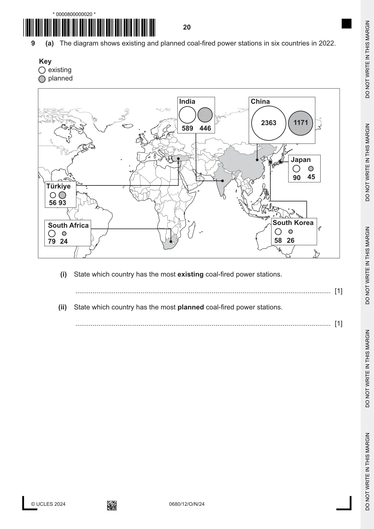 Cambridge IGCSE Environmental Management 0680 2024 Oct/Nov Paper 1 · Variant 2 question paper, page 20 of 24