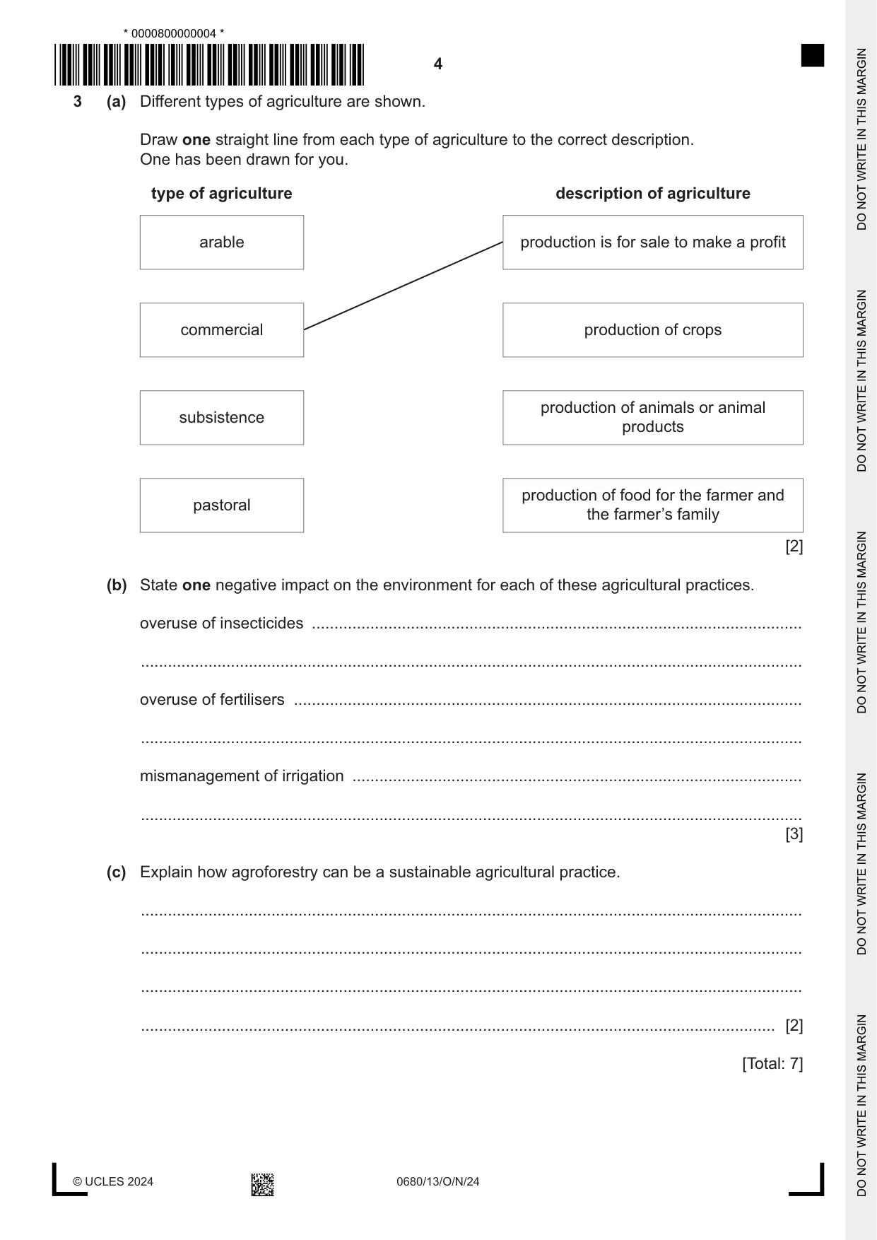 Cambridge IGCSE Environmental Management 0680 2024 Oct/Nov Paper 1 · Variant 3 question paper, page 4 of 20