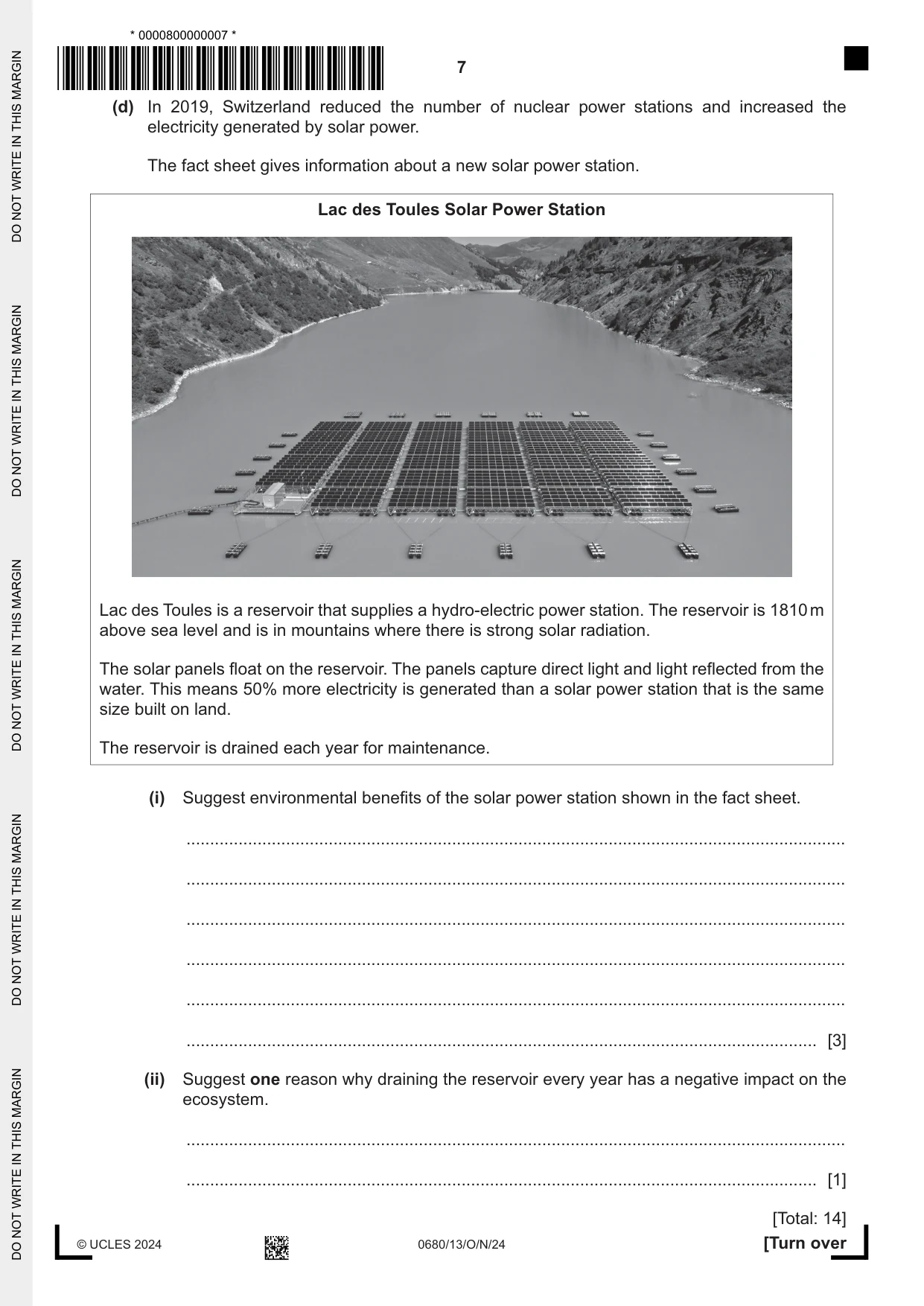 Cambridge IGCSE Environmental Management 0680 2024 Oct/Nov Paper 1 · Variant 3 question paper, page 7 of 20